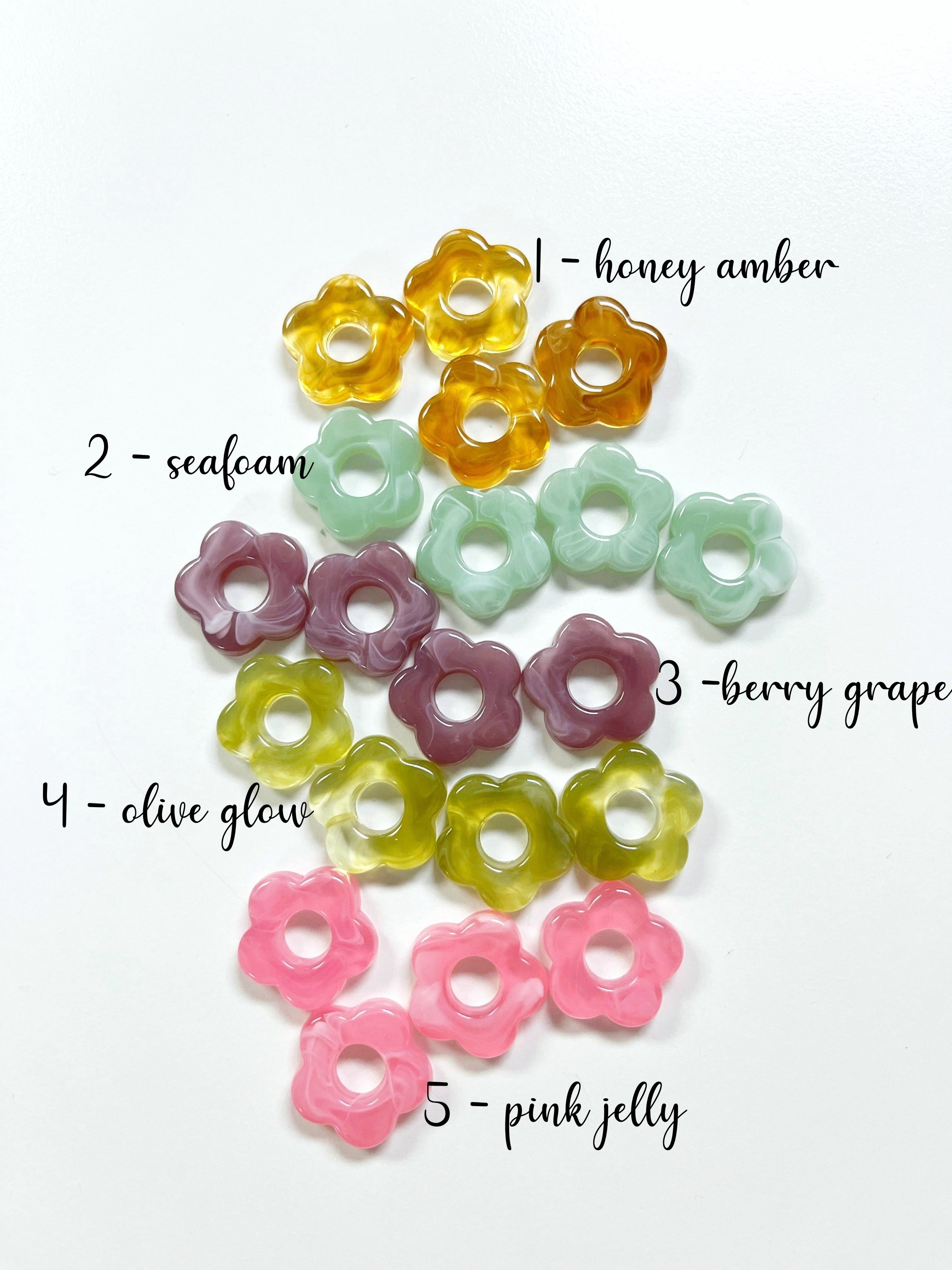 2 x Resin Flower Beads for Hoop Earrings, 20mm