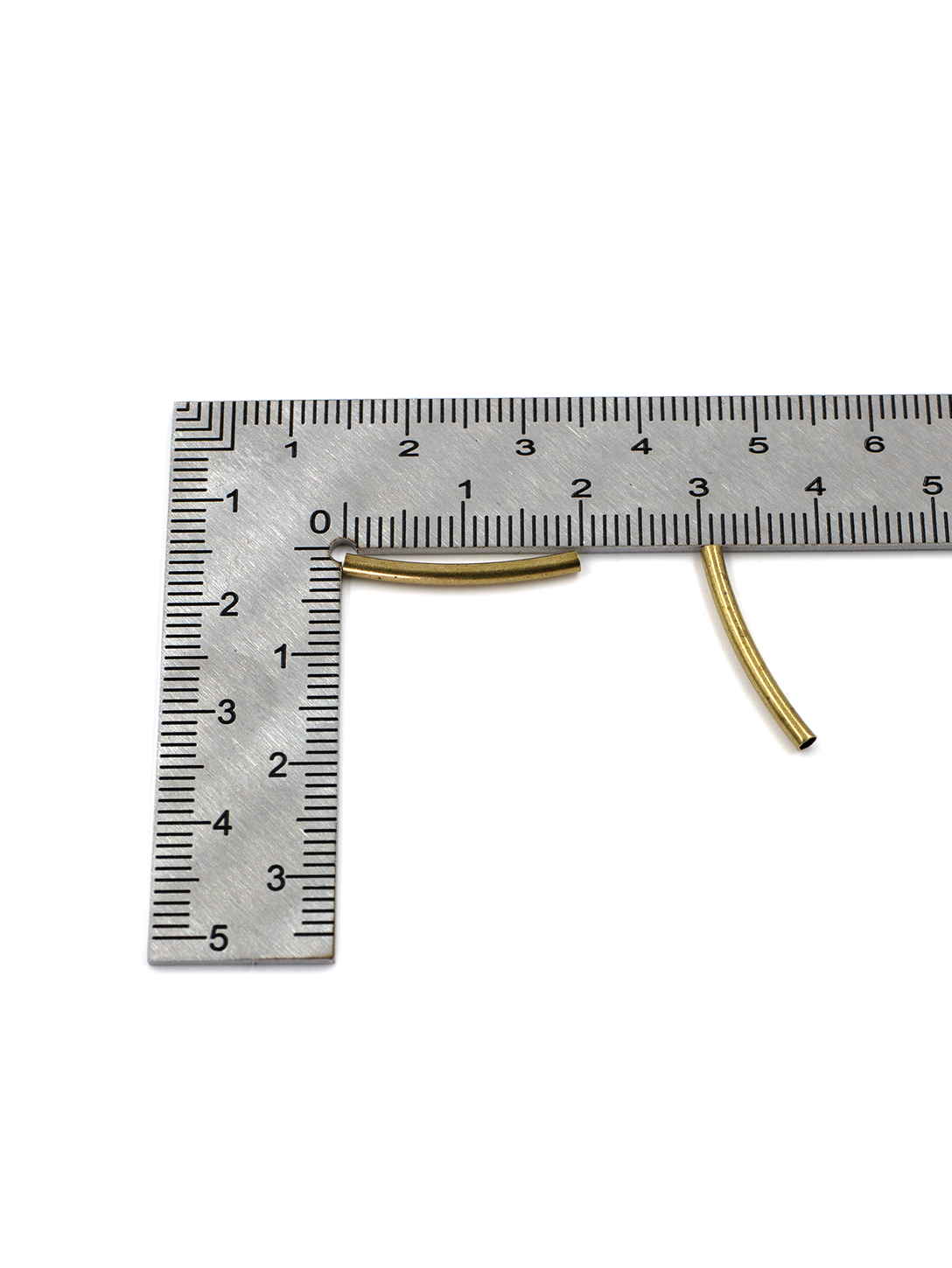 50 x Raw Brass Curved Tube Spacer Beads, 20x2mm