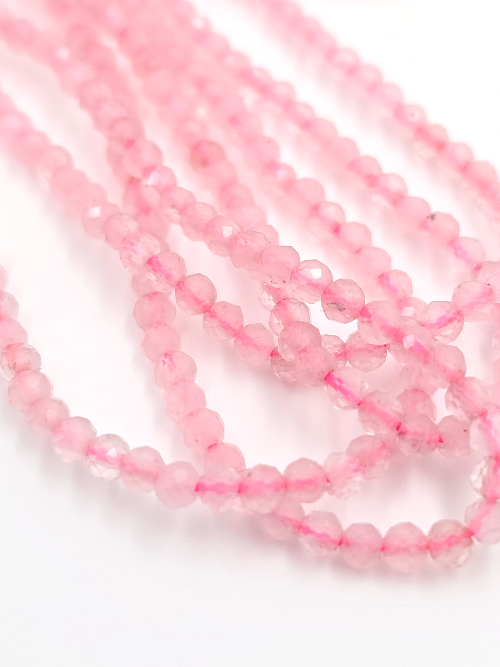 1 strand x 3mm Faceted Round Rose Quartz Gemstone Beads (4141)