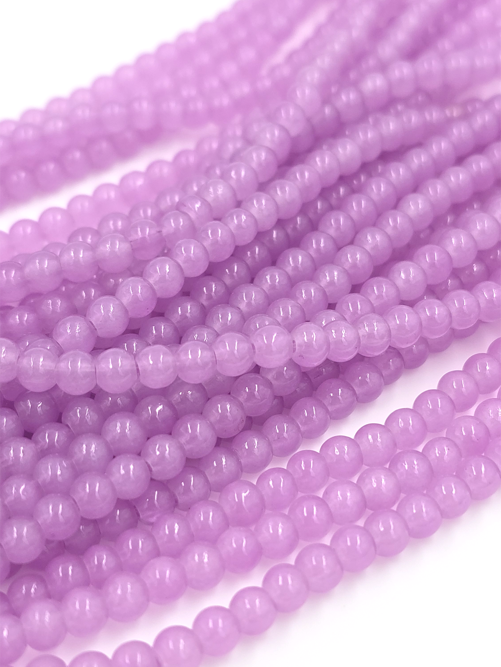 1 strand x Lilac Jade Imitation Round Glass Beads, 4.5mm
