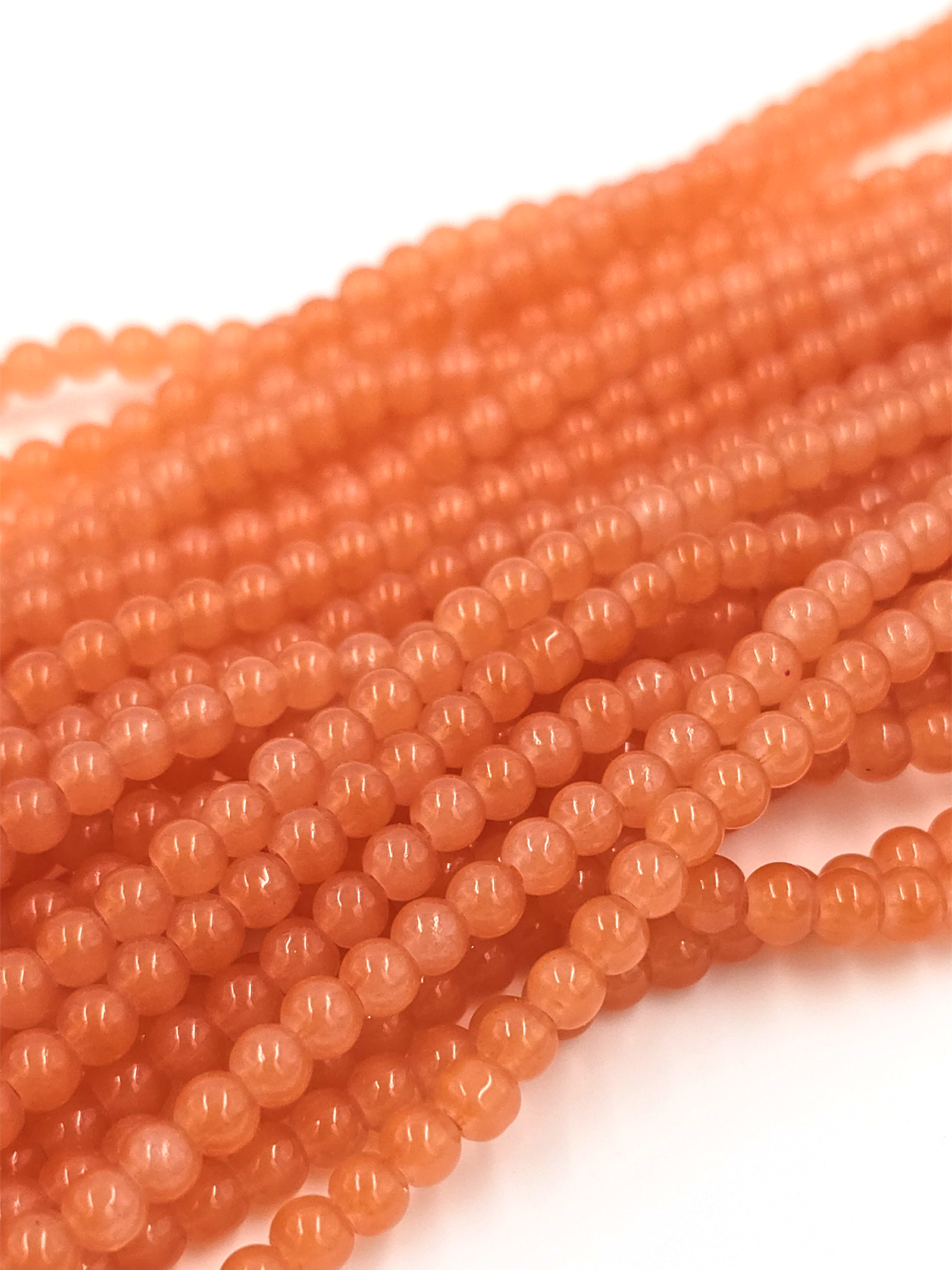 1 strand x Orange Jade Imitation Round Glass Beads, 4.5mm