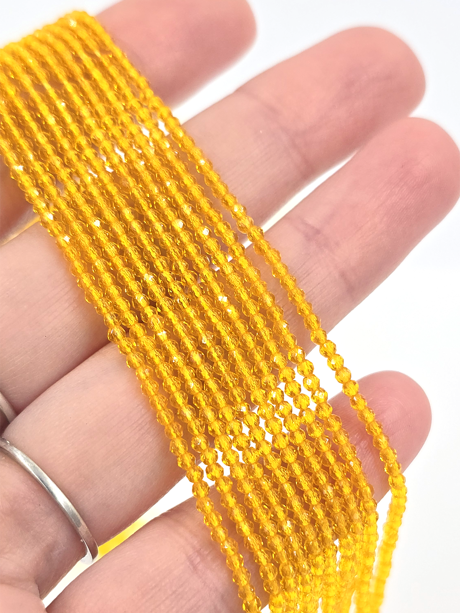 1 strand x 2mm Micro Faceted Orange Crystal Beads (4131)