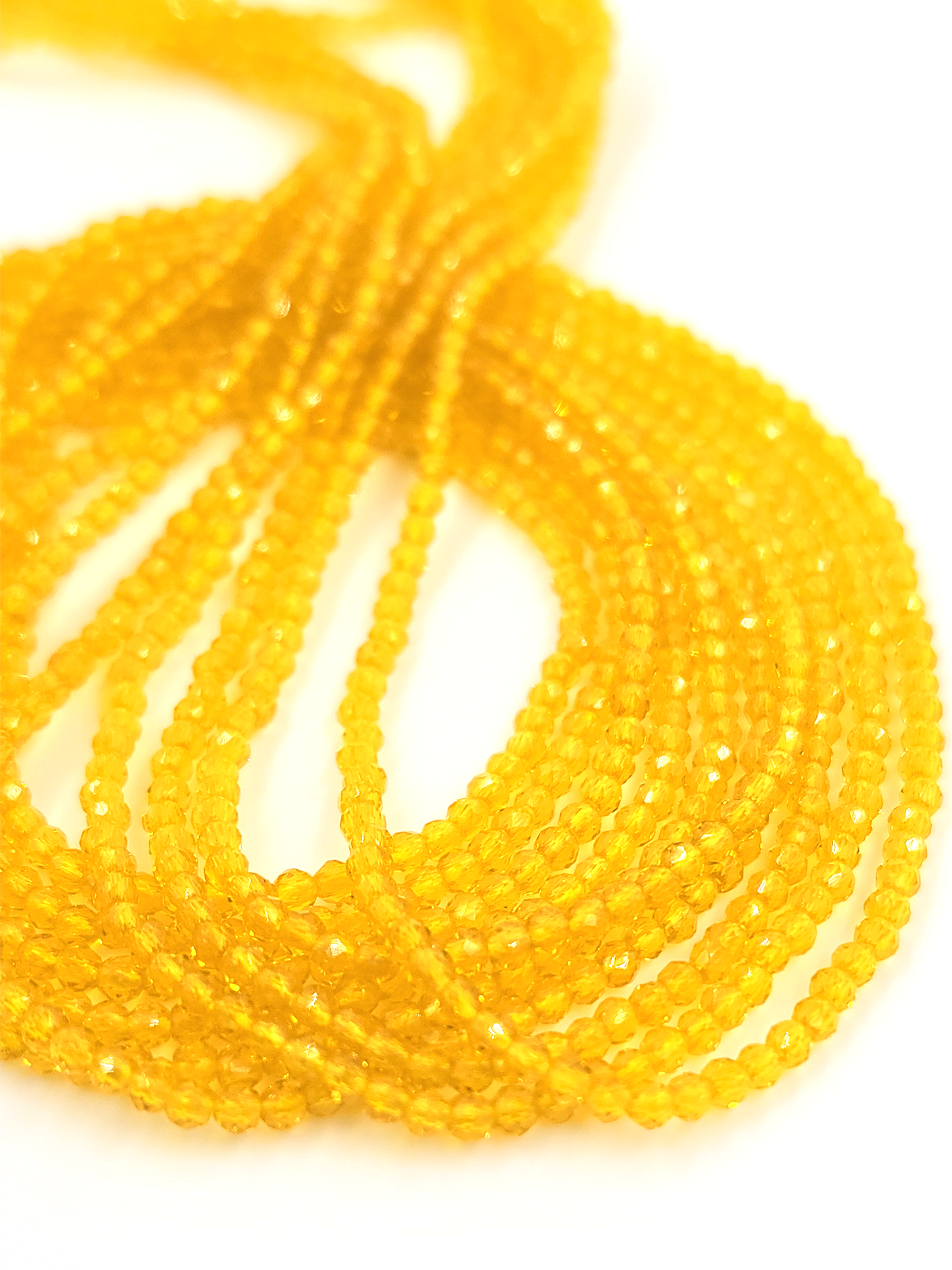 1 strand x 2mm Micro Faceted Orange Crystal Beads (4131)