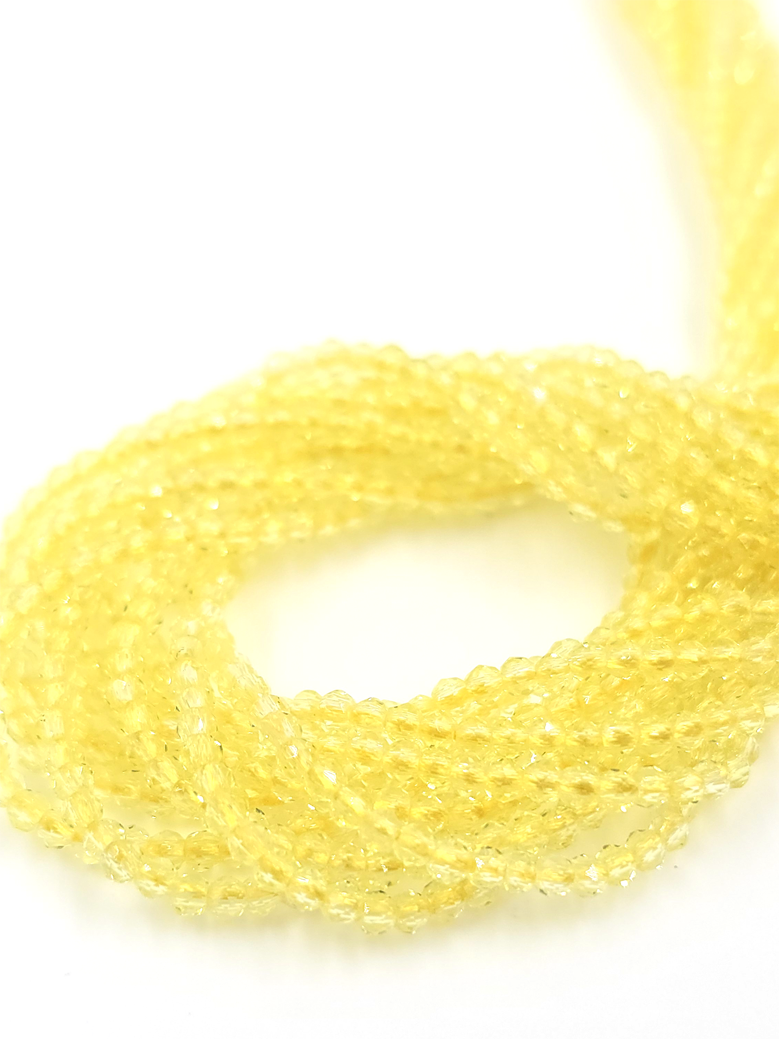 1 strand x 2mm Micro Faceted Light Yellow Crystal Beads (4162)