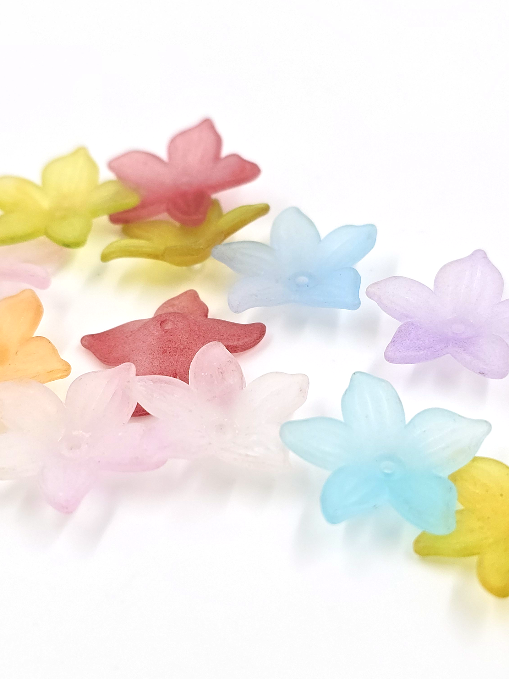 30 x Frosted Acrylic Flower Bead Mix, 22mm