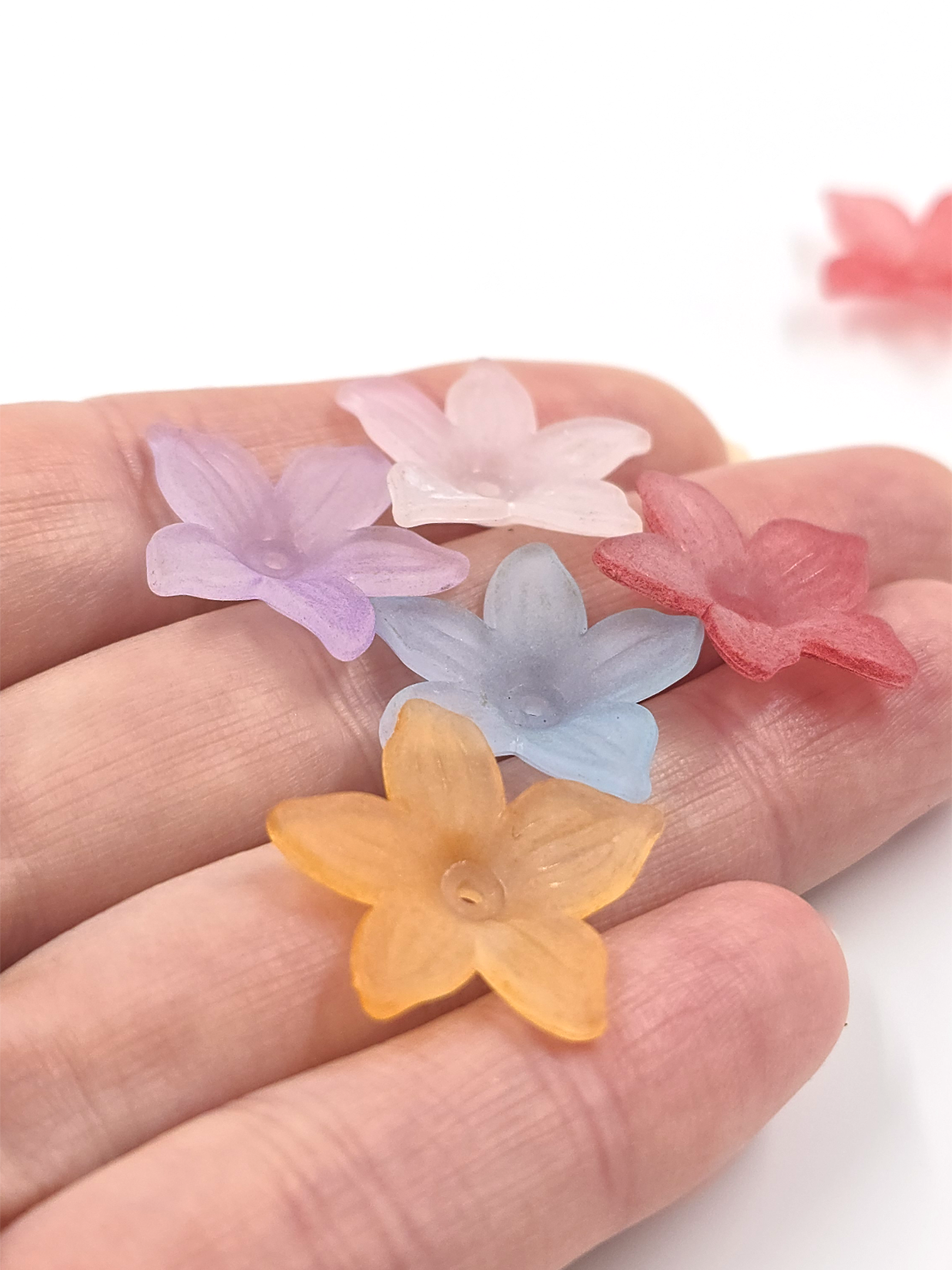 30 x Frosted Acrylic Flower Bead Mix, 22mm