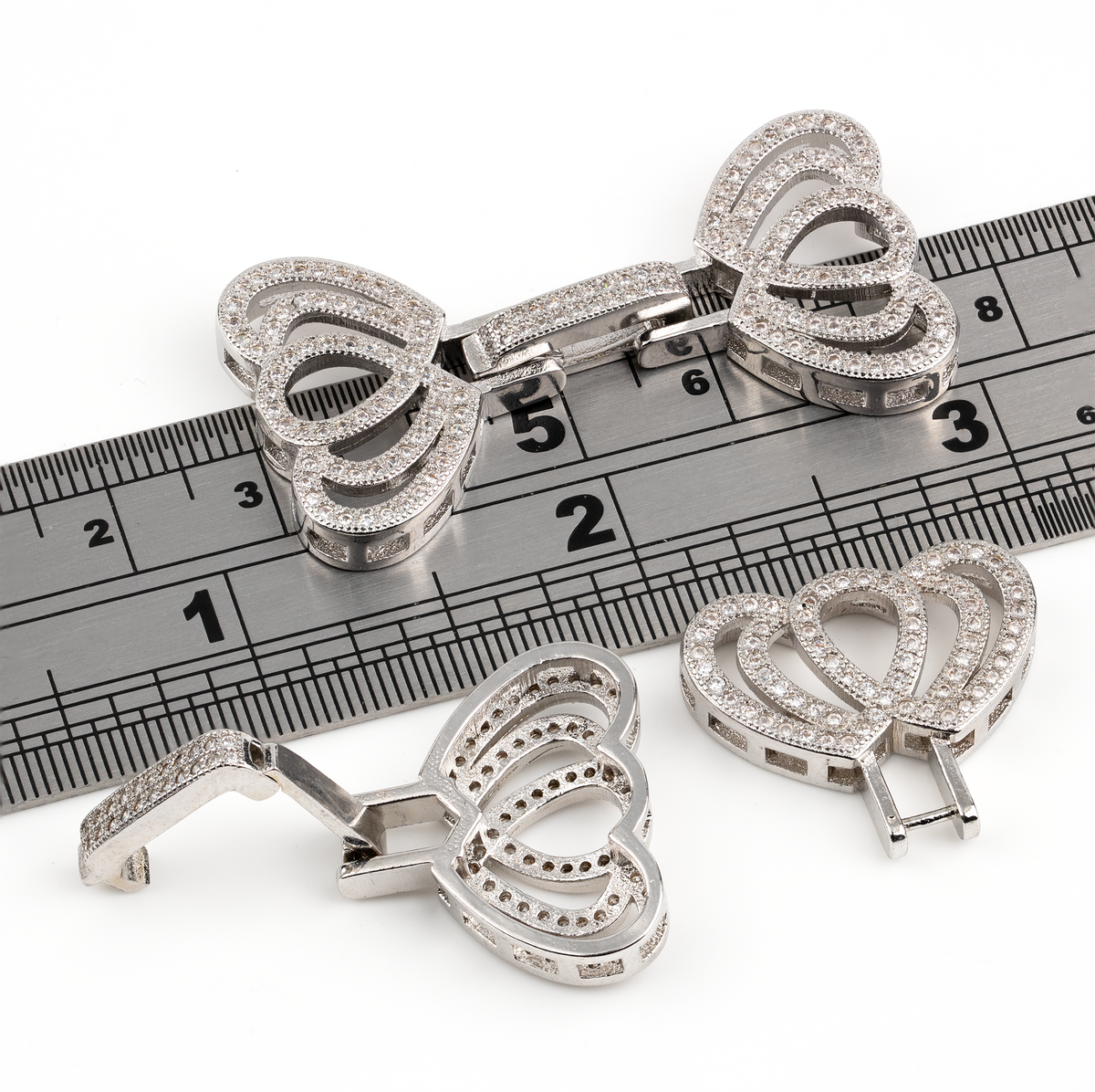 Large Micro Pave Fold Over Clasp, 45x23mm