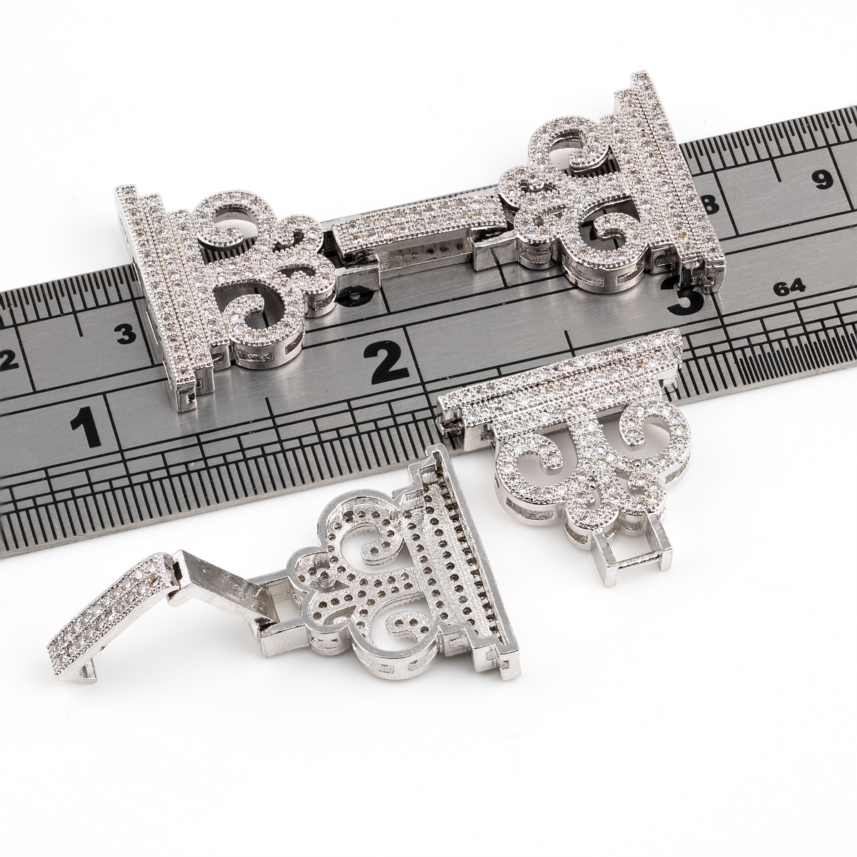 Large Micro Pave Fold Over Clasp, 46x21mm