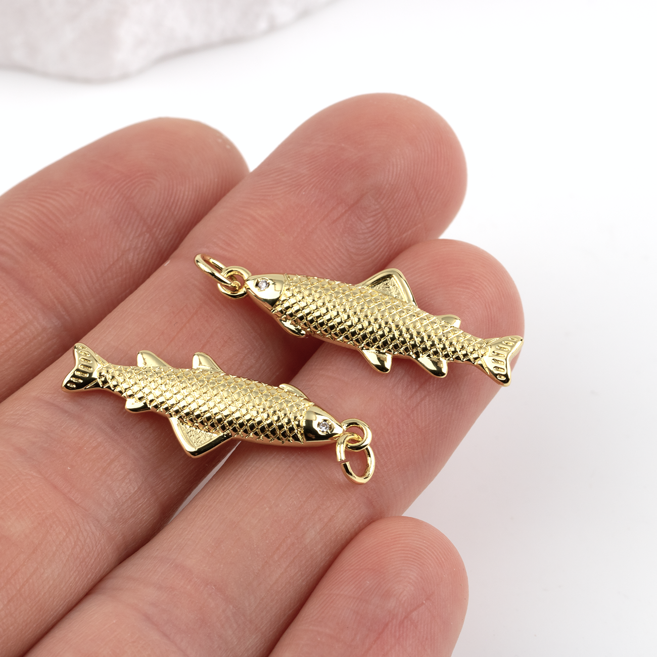 1 x 18K Gold Plated Pike Charm, 30x10mm