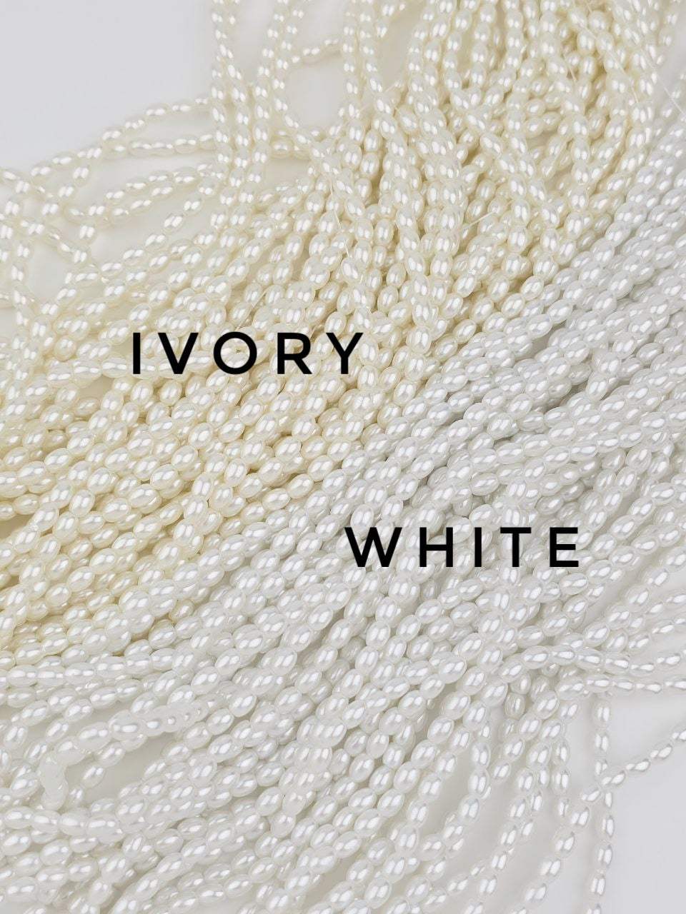 1 strand x White or Ivory Rice Pearl Beads, 6x4mm, 31 inch