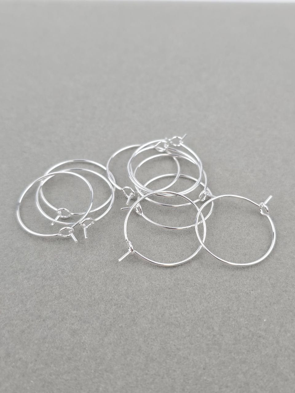 5 pairs x Silver Plated Stainless Steel Beadable Earring Hoops, 20mm (1912)