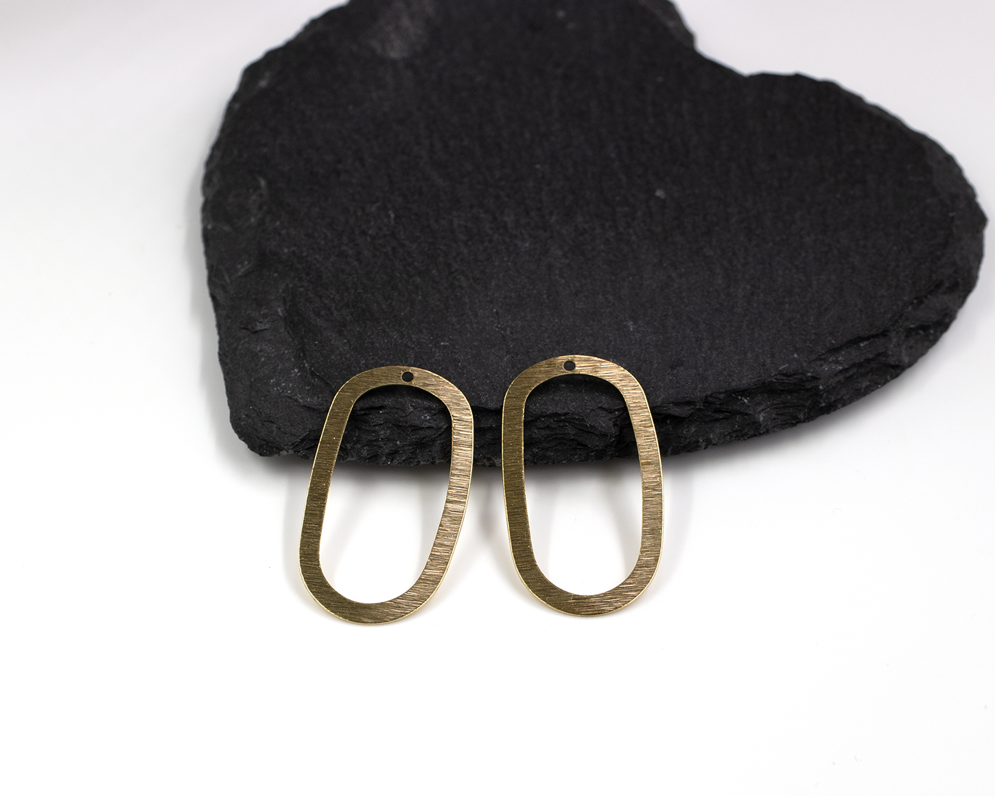 4 x Raw Brass Irregular Oval Textured Charms, 35x20mm (C0498)