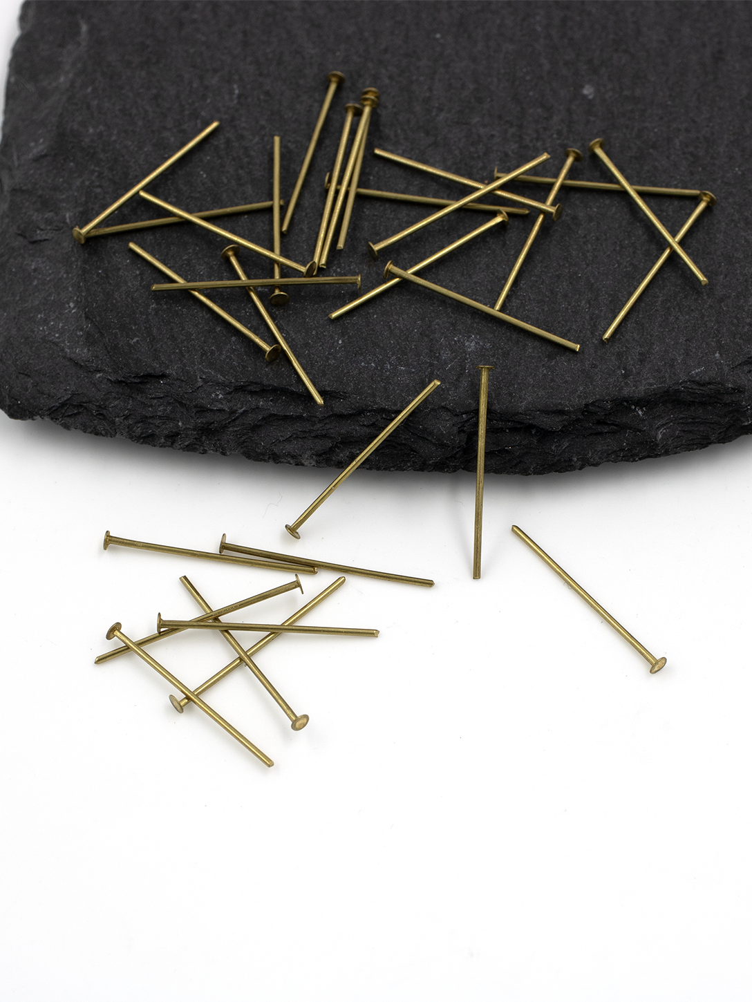 100 x Raw Brass Flat Head Pins, 20x0.7mm (C0710)