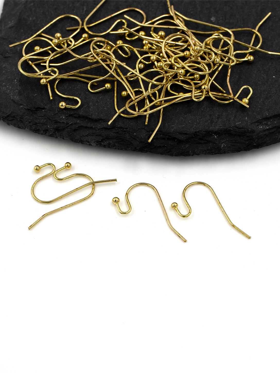 20 pairs x Raw Brass Ball End Earing Hooks, French Earring Wire (C0636)