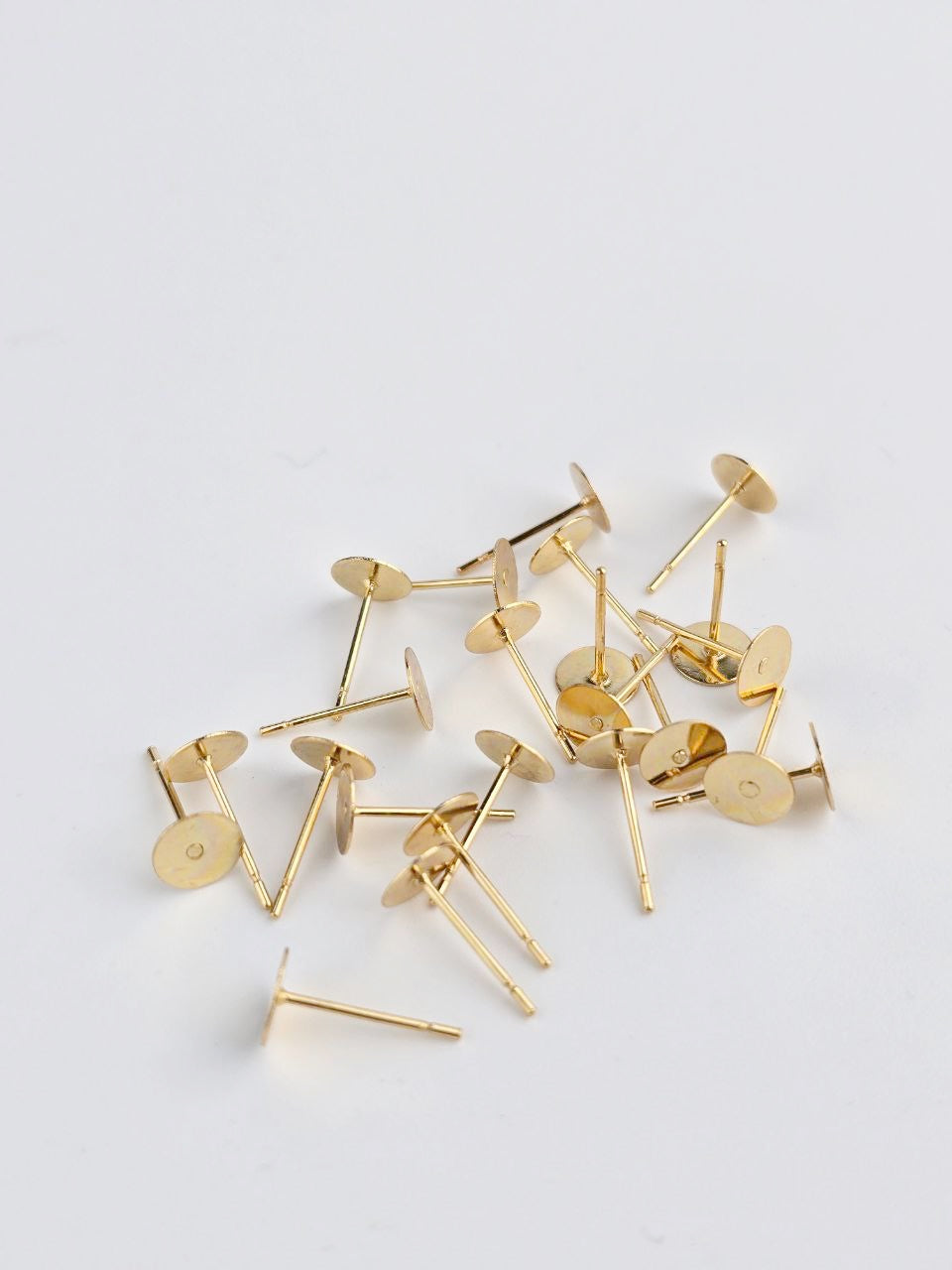 20 x 18K Gold Plated Stainless Steel Flat Pad Earring Posts, 6x12mm