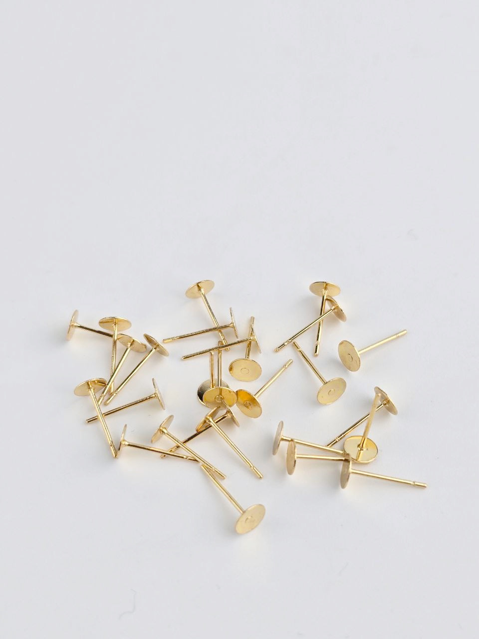 20 x 18K Gold Plated Stainless Steel Flat Pad Earring Posts, 5x12mm
