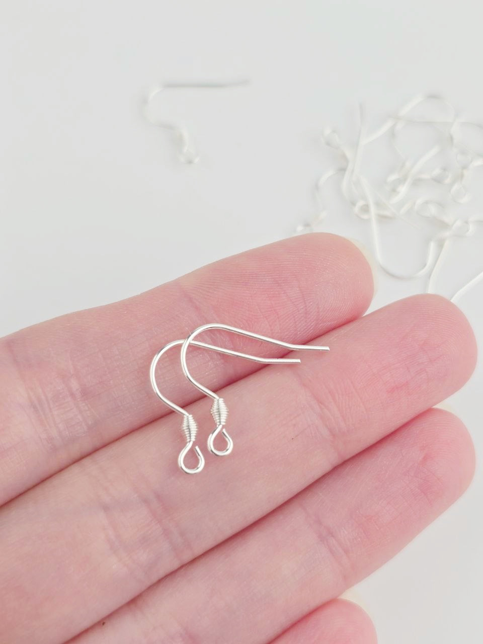 10 x 925 Sterling Silver Plated Steel Earring Hooks, 18mm