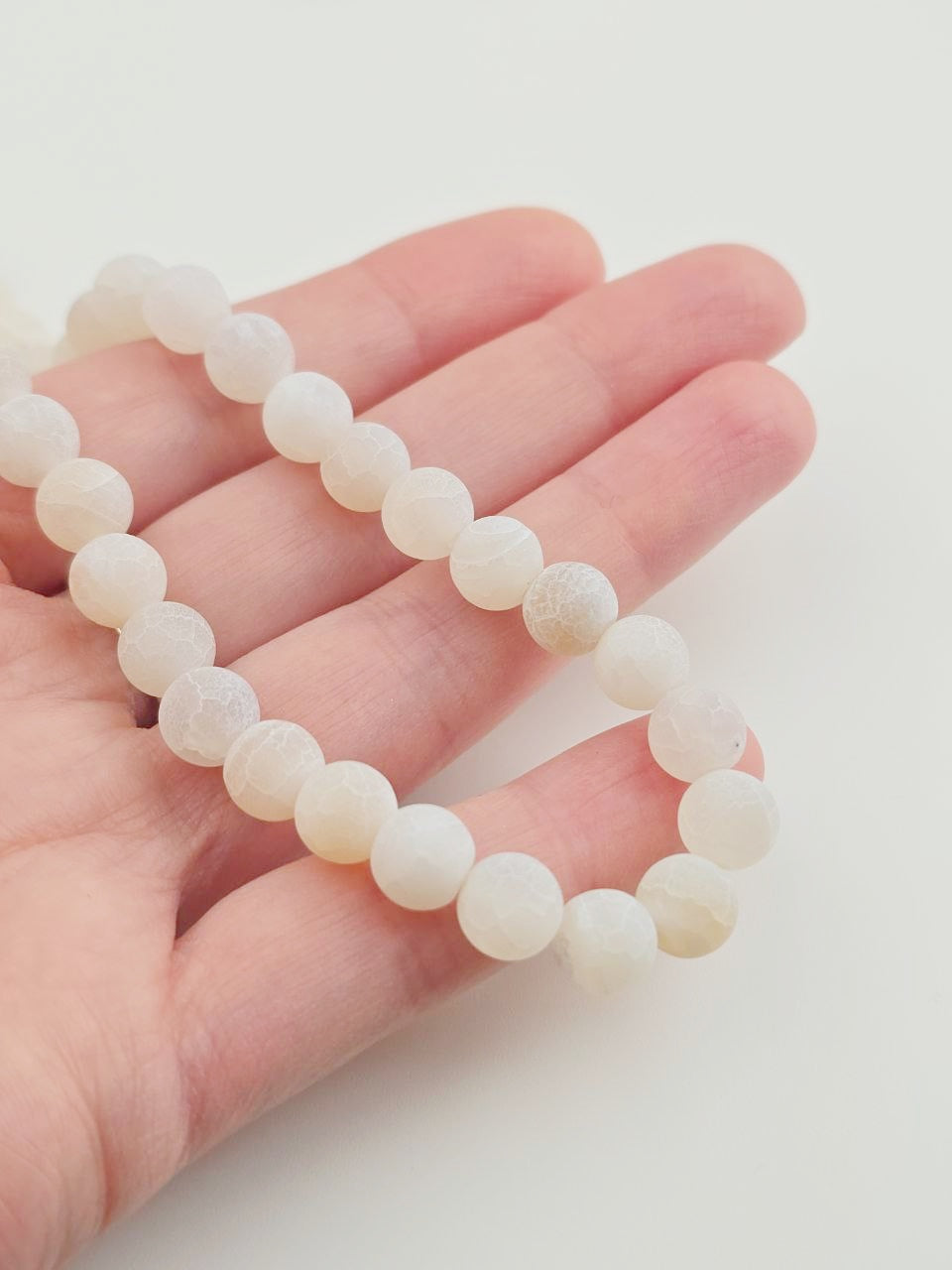 1 strand x 8mm White Frosted Agate Beads