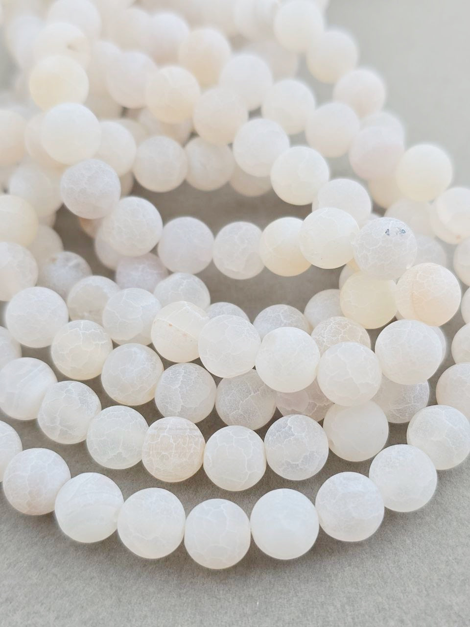 1 strand x 8mm White Frosted Agate Beads