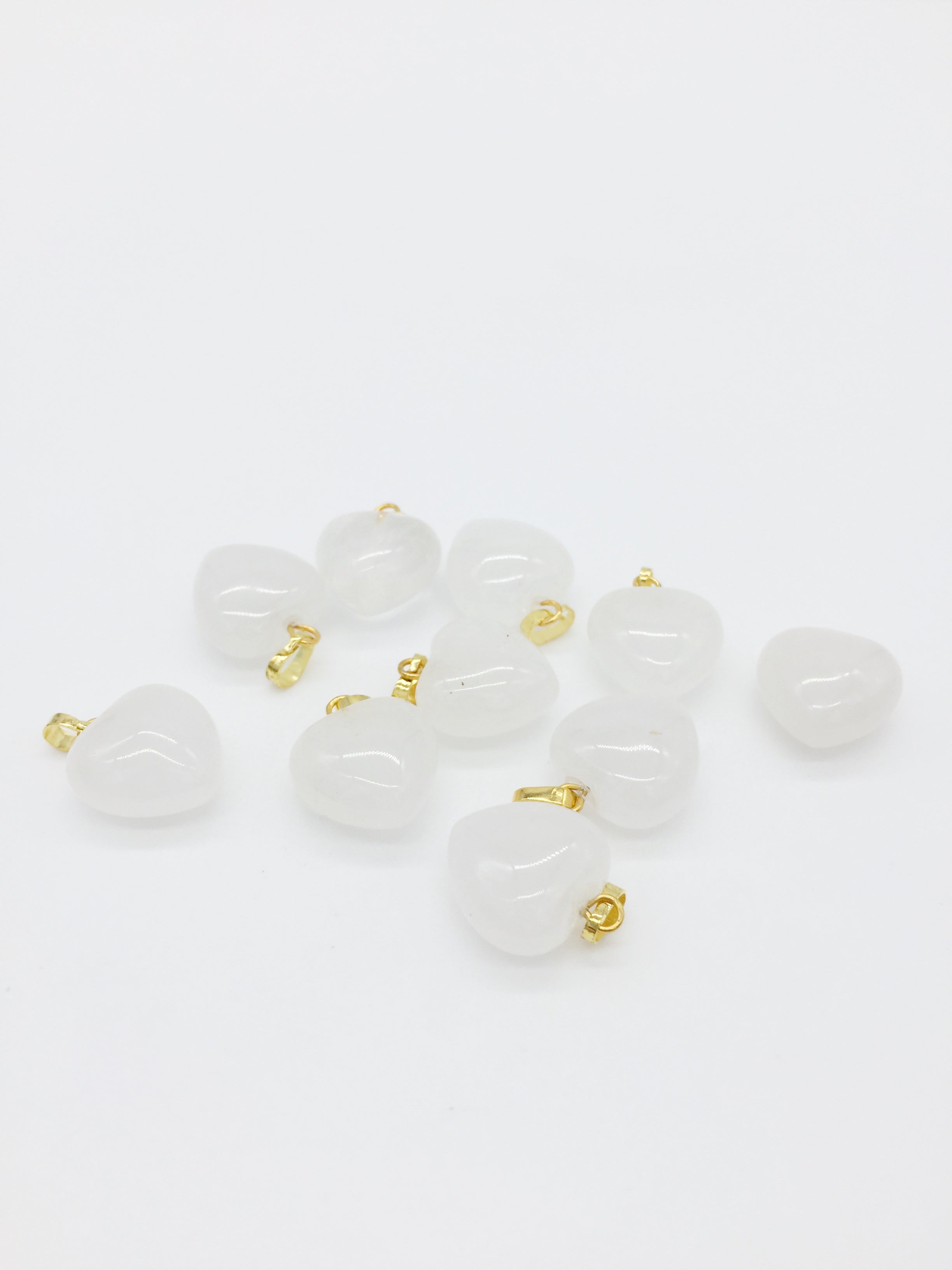 1 x Puffy Heart Quartz Pendant with Gold Plated Loop and Bail, 19x15mm (0205)