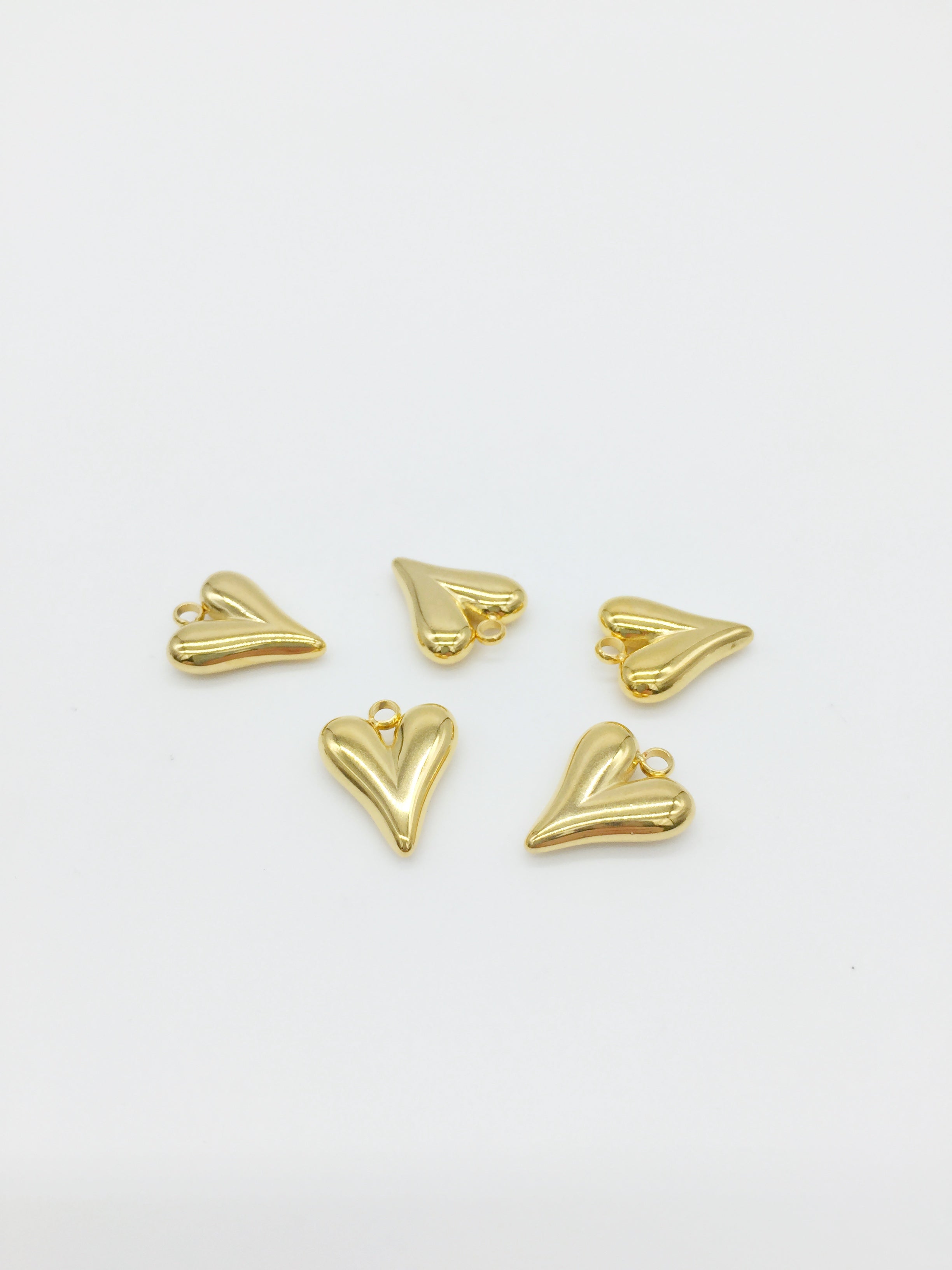 1 x 18K Gold Plated Stainless Steel Chunky Heart Charm, 20x13mm (0141)