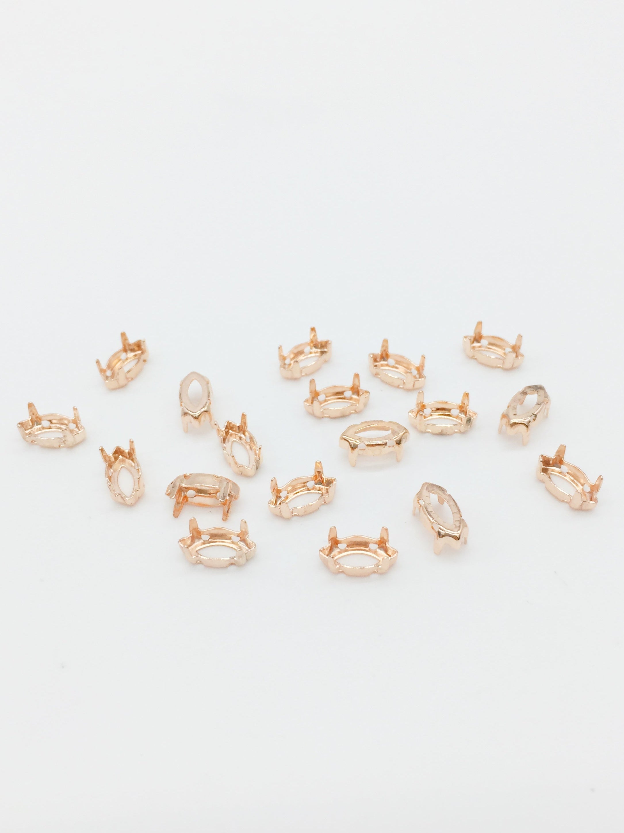24 x 5x10mm Rose Gold Plated Sew-on Brass Setting for Marquise Cut Stones (0246)