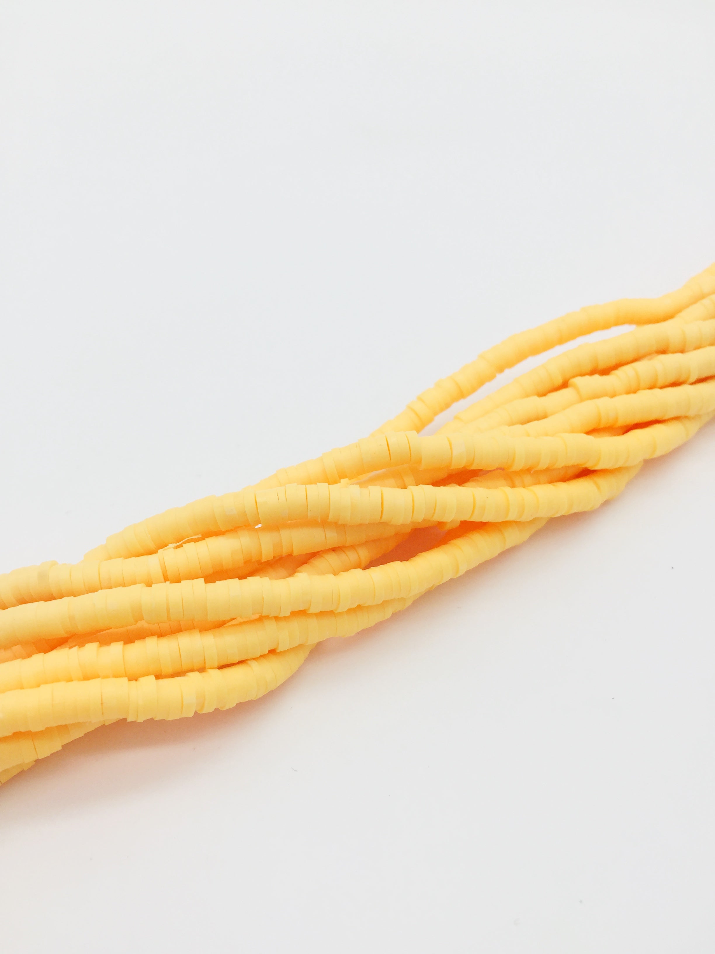 1 strand x 4mm Pastel Orange Polymer Clay Disc Beads, Vinyl Heishi Beads (3169)