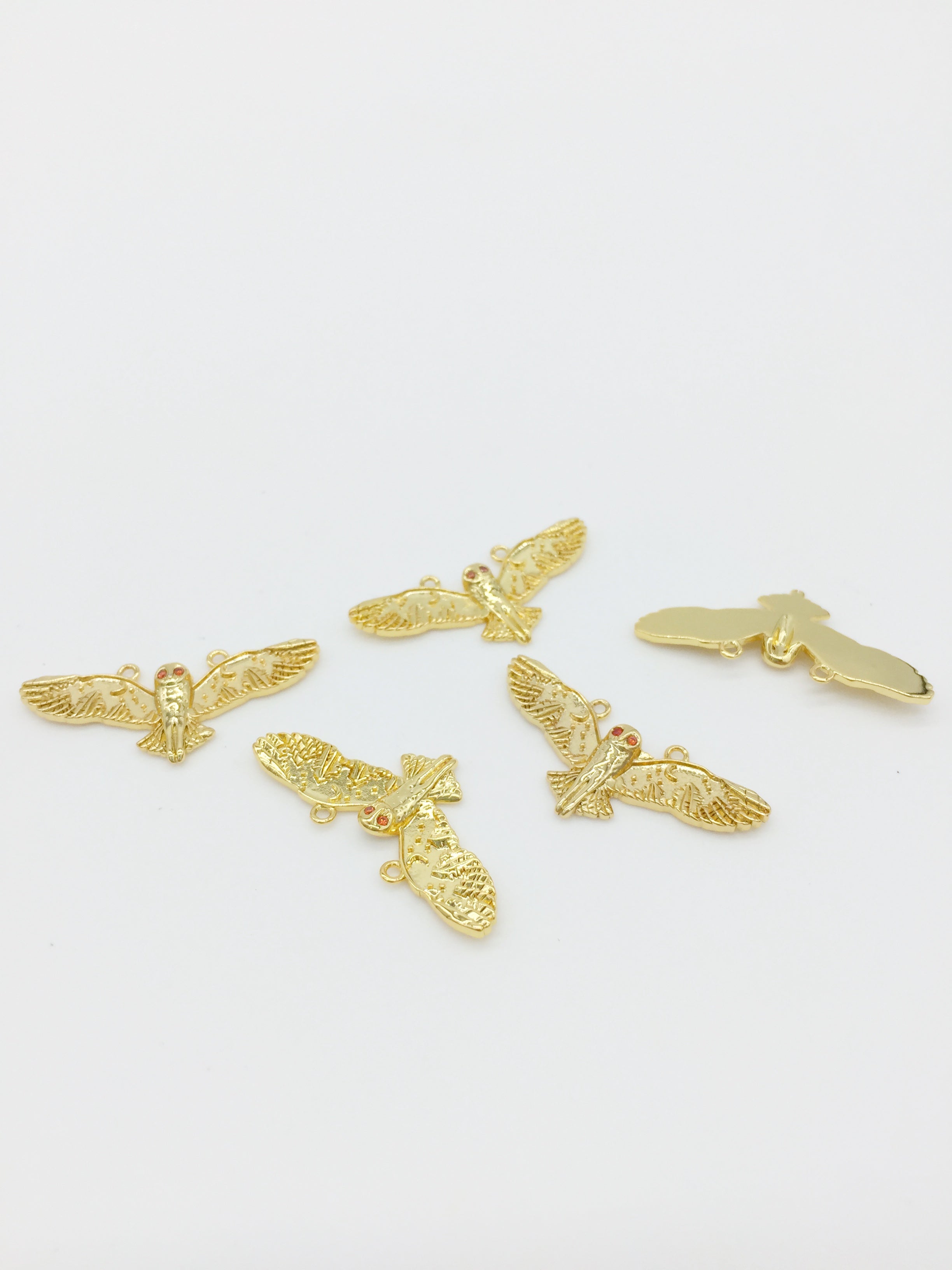 1 x 18K Gold Plated Detailed Celestial Owl Pendant with 2 Loops, 29.5x13.5mm (4057)