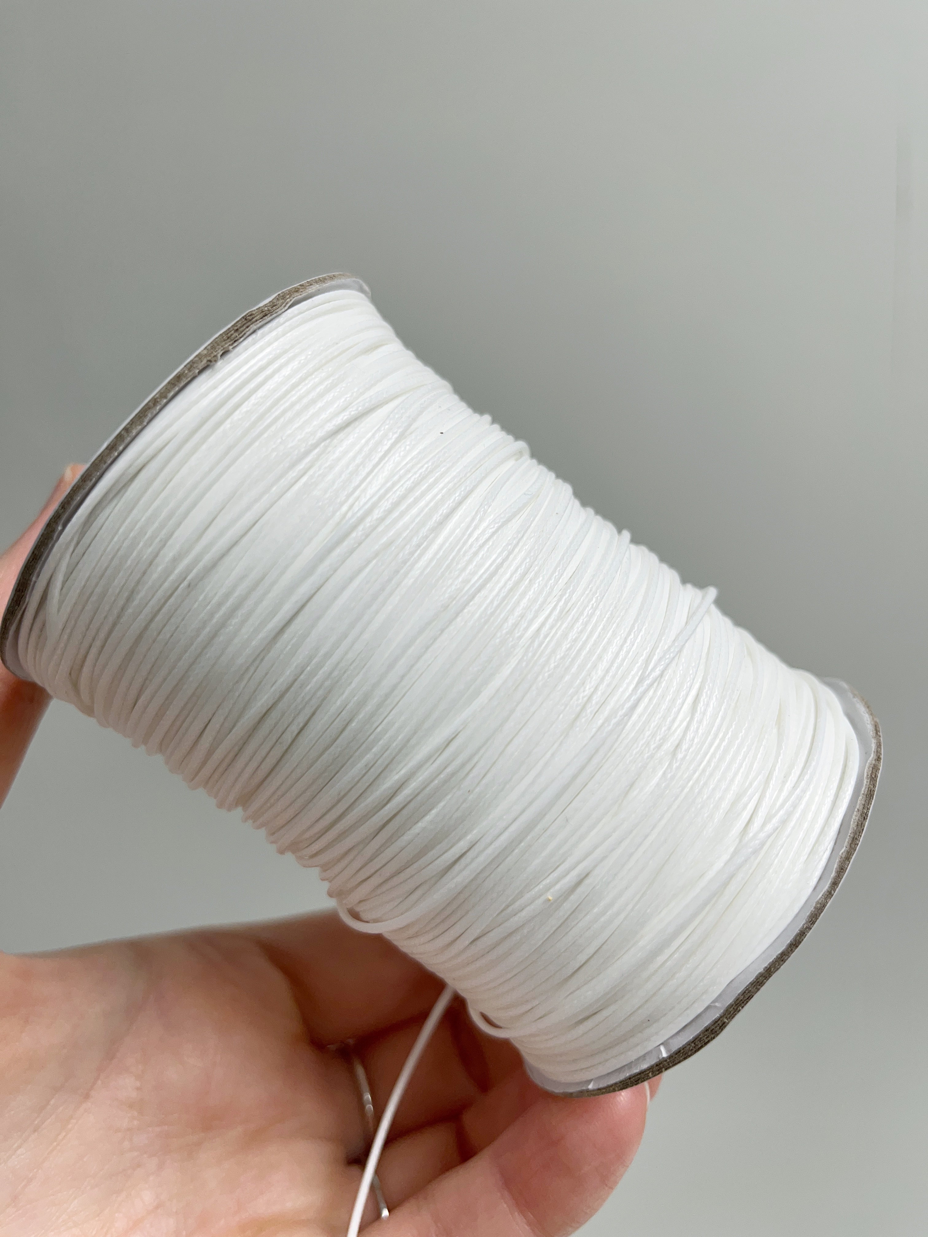 White Waxed Polyester Cord, 1mm Silk Cord (R5)