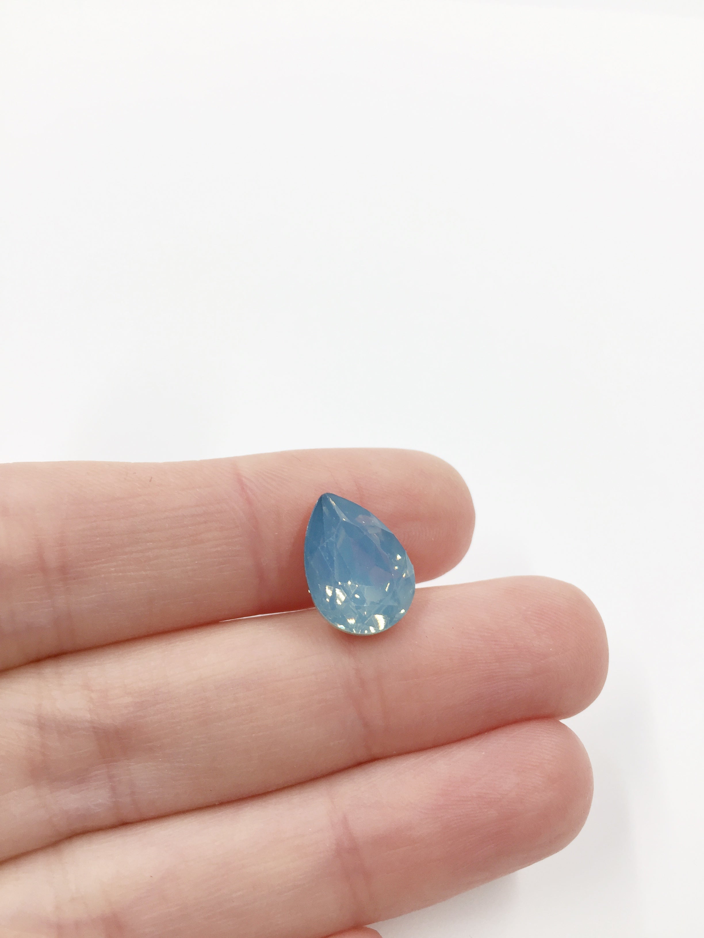 12 x 10x14mm Blue Opal Teardrop Rhinestones, Foiled Back (0892)