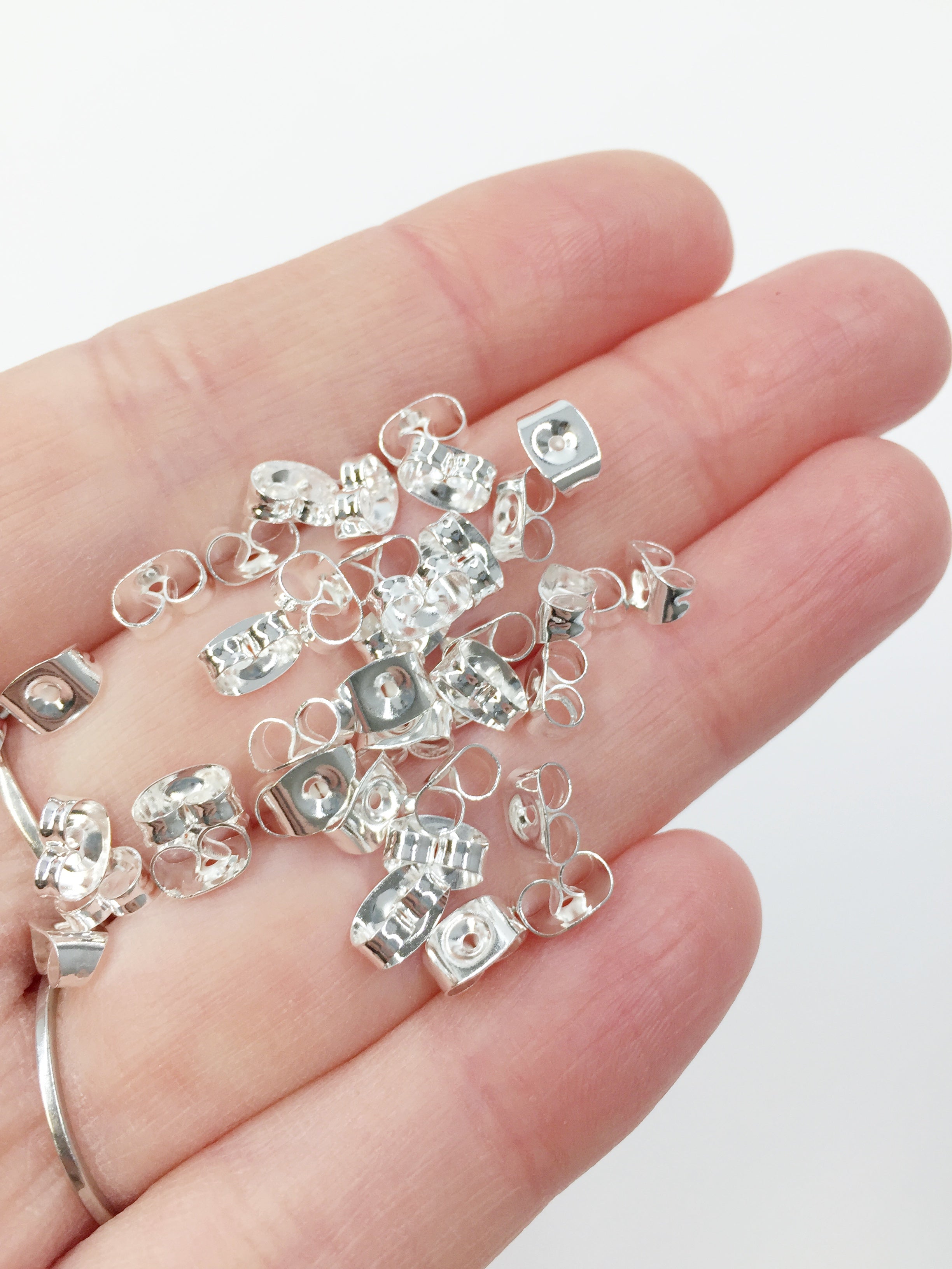 20 x 925 Sterling Silver Plated Stainless Steel Earring Nuts, 6x4.5mm (1532)