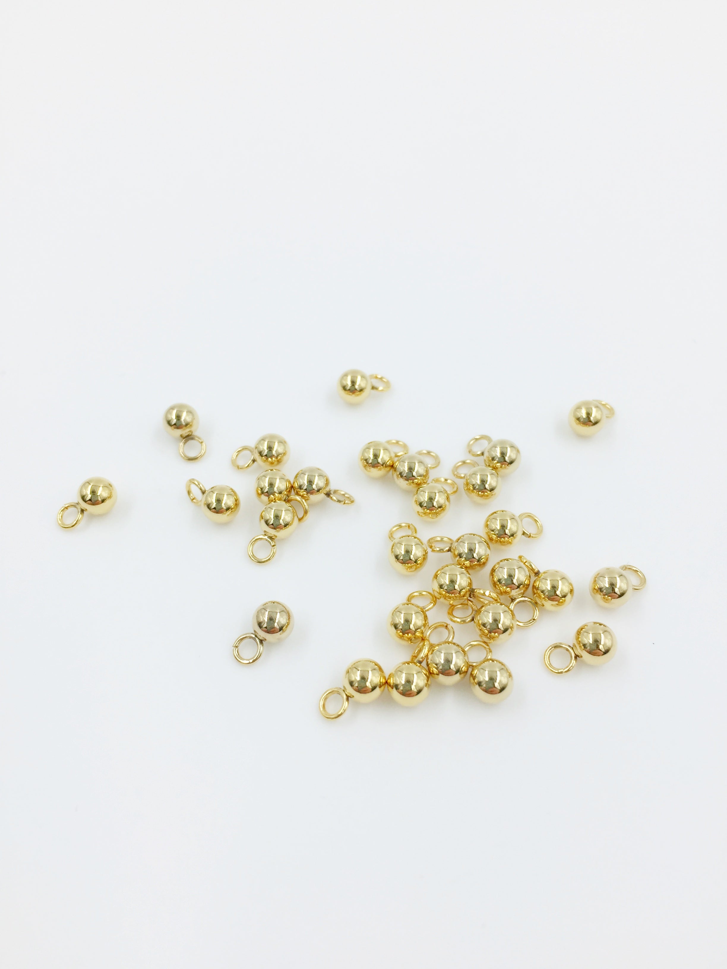 10 x Tiny 18K Gold Plated Stainless Steel Ball Charms, 4x7mm (1425)