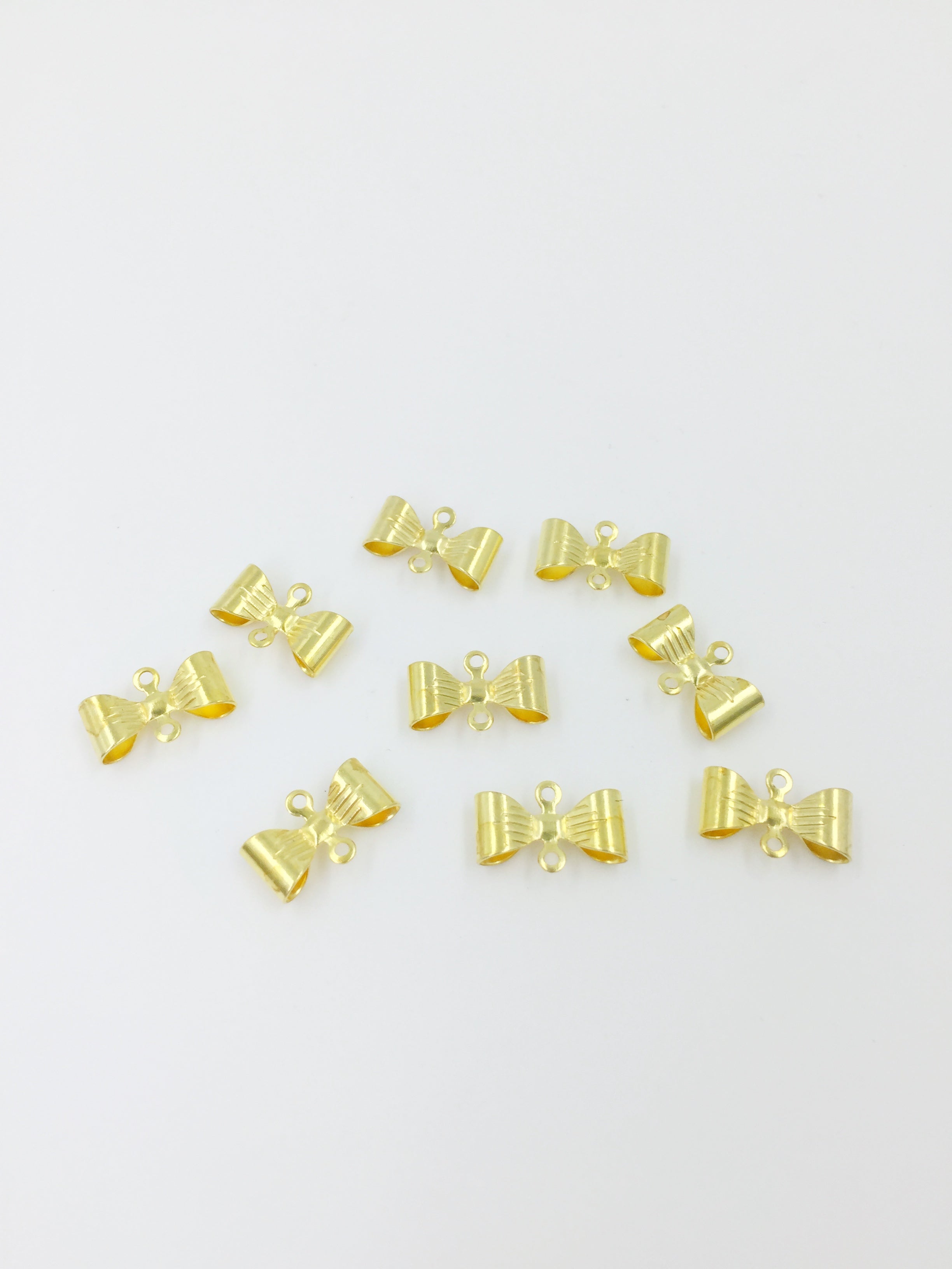10 x Raw Brass Small Bowknot Jewellery Connectors, 12x8mm