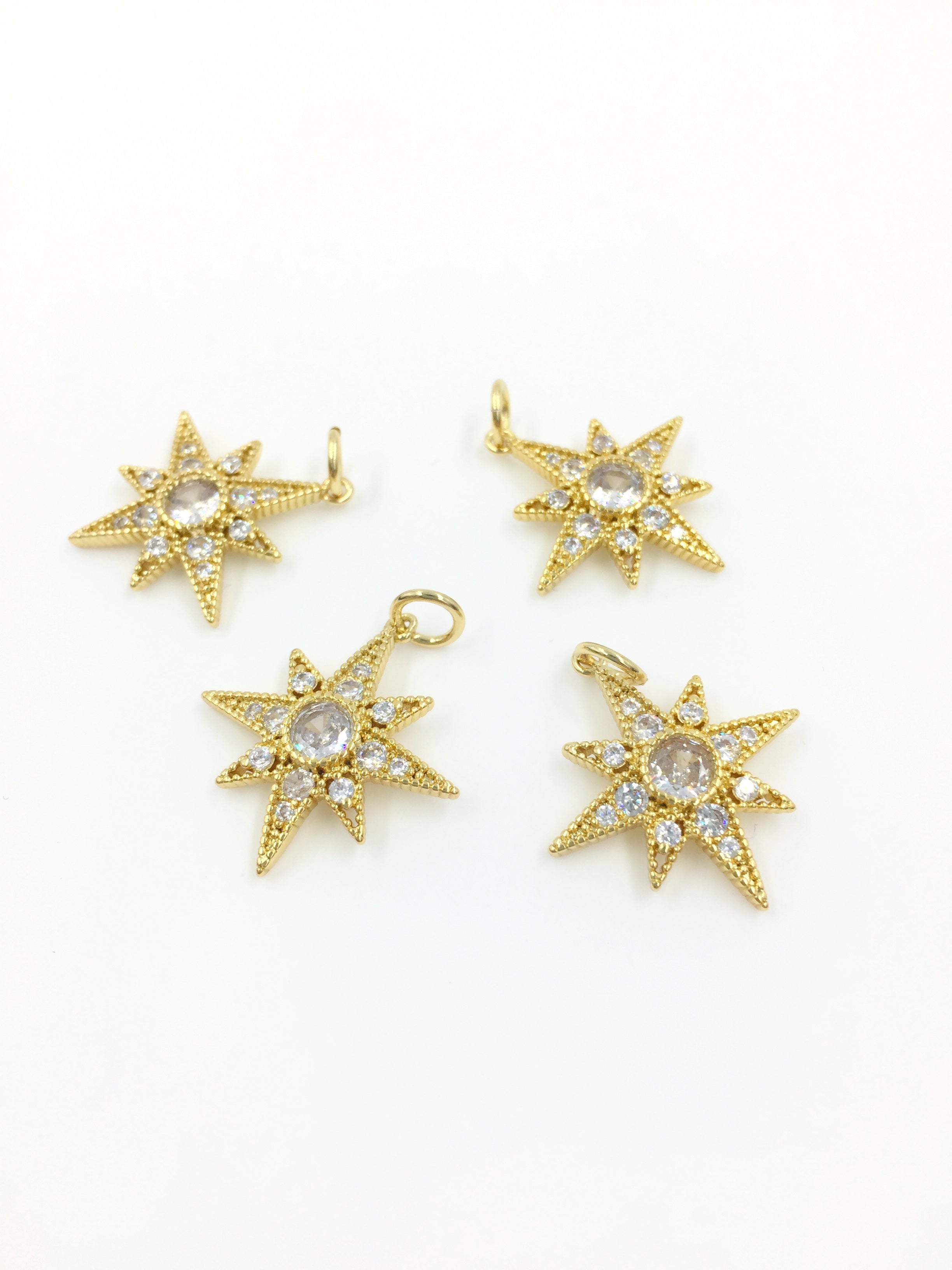 1 x 18K Gold Plated Star Pendant with Cubic Zirconia, 20x18mm (0470)