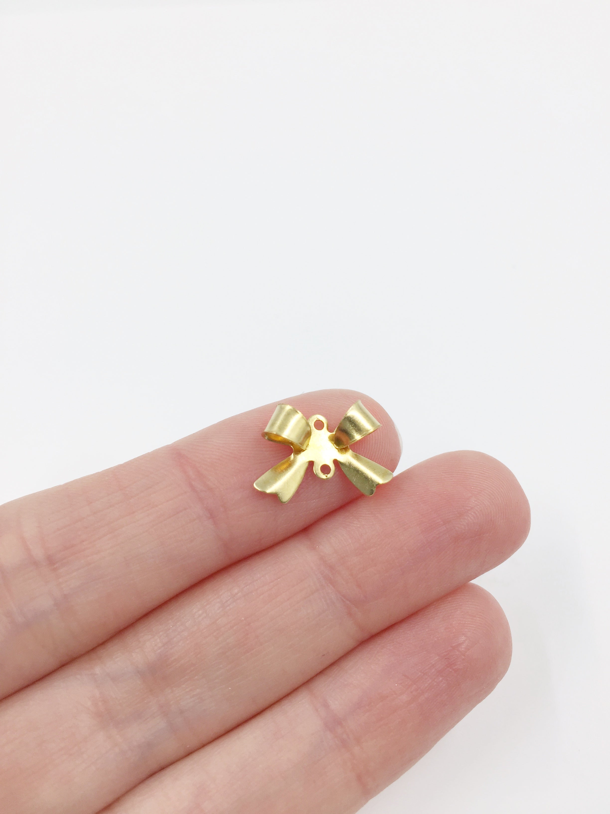 20 x Raw Brass Bowknot Jewellery Connectors, 16x11mm (C0685)