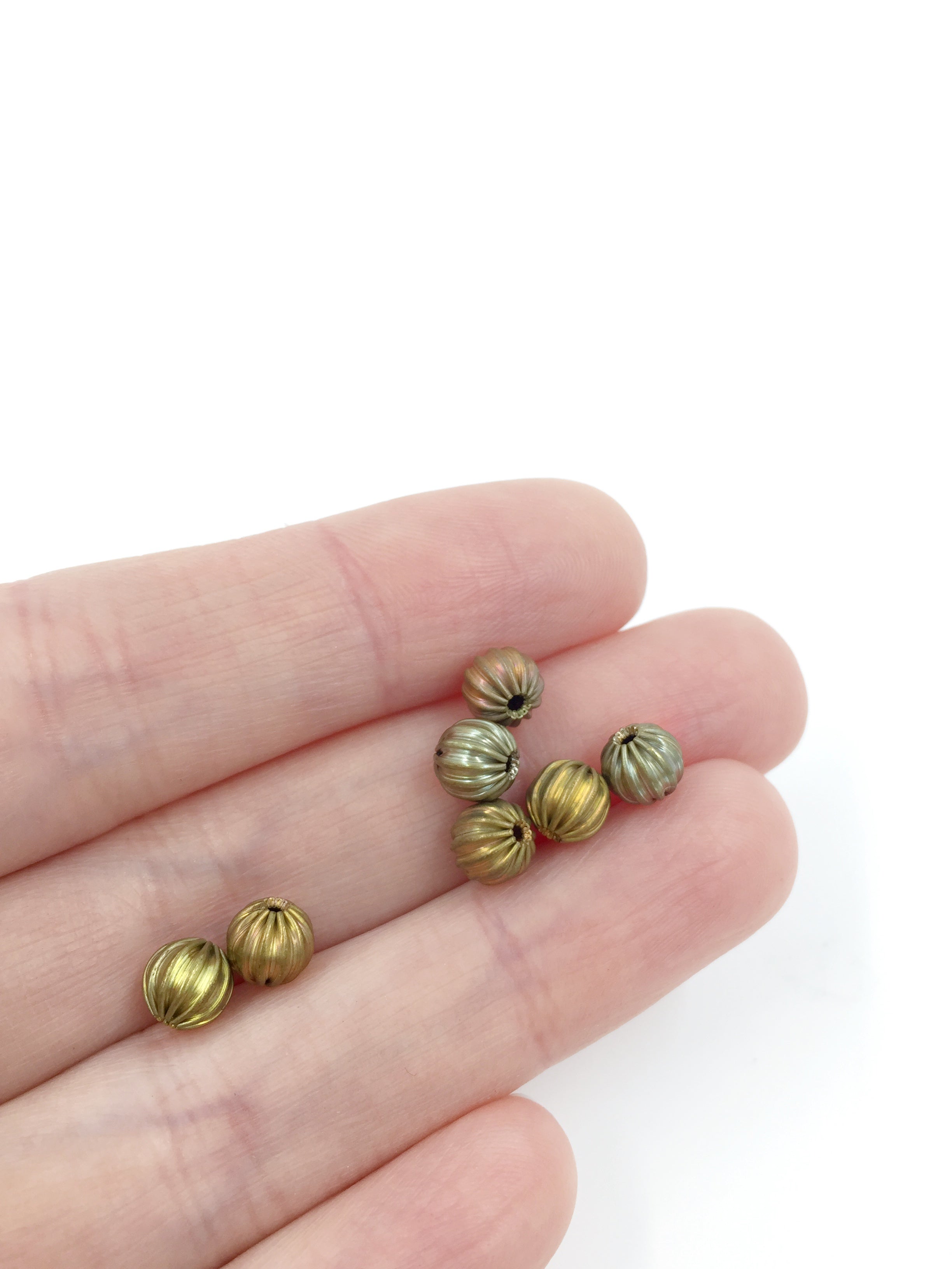 50 x Raw Brass Corrugated Ball Spacer Beads, 6mm (C0720)