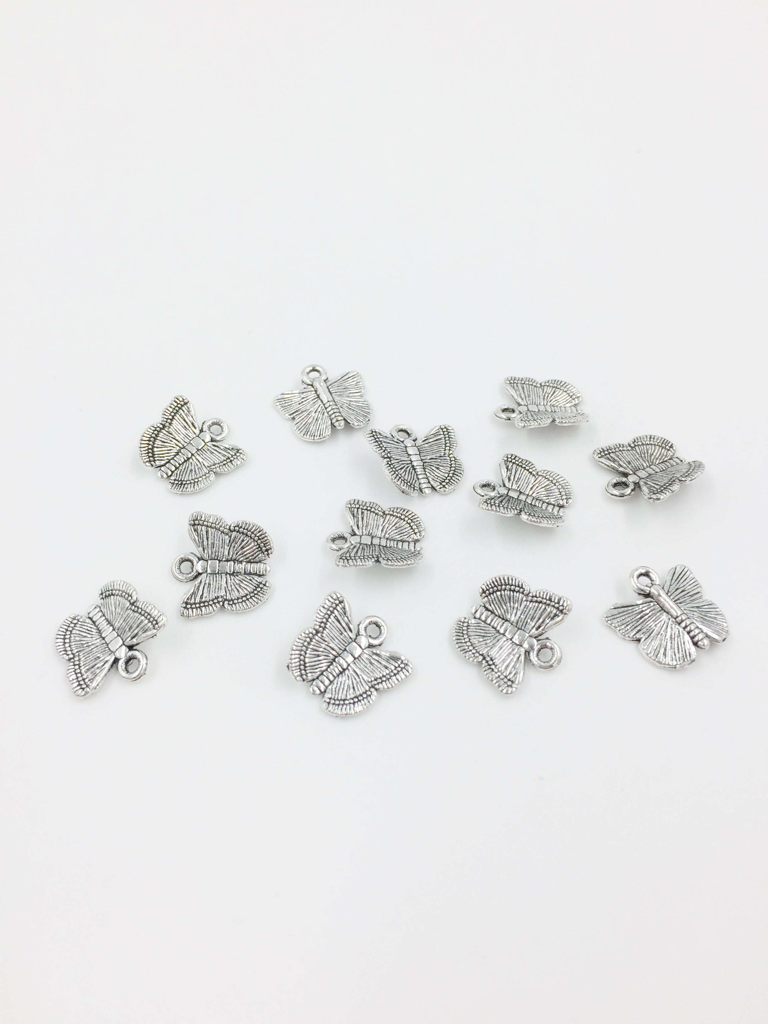 10 x Antique Silver Butterfly Charms, 12x12.5mm