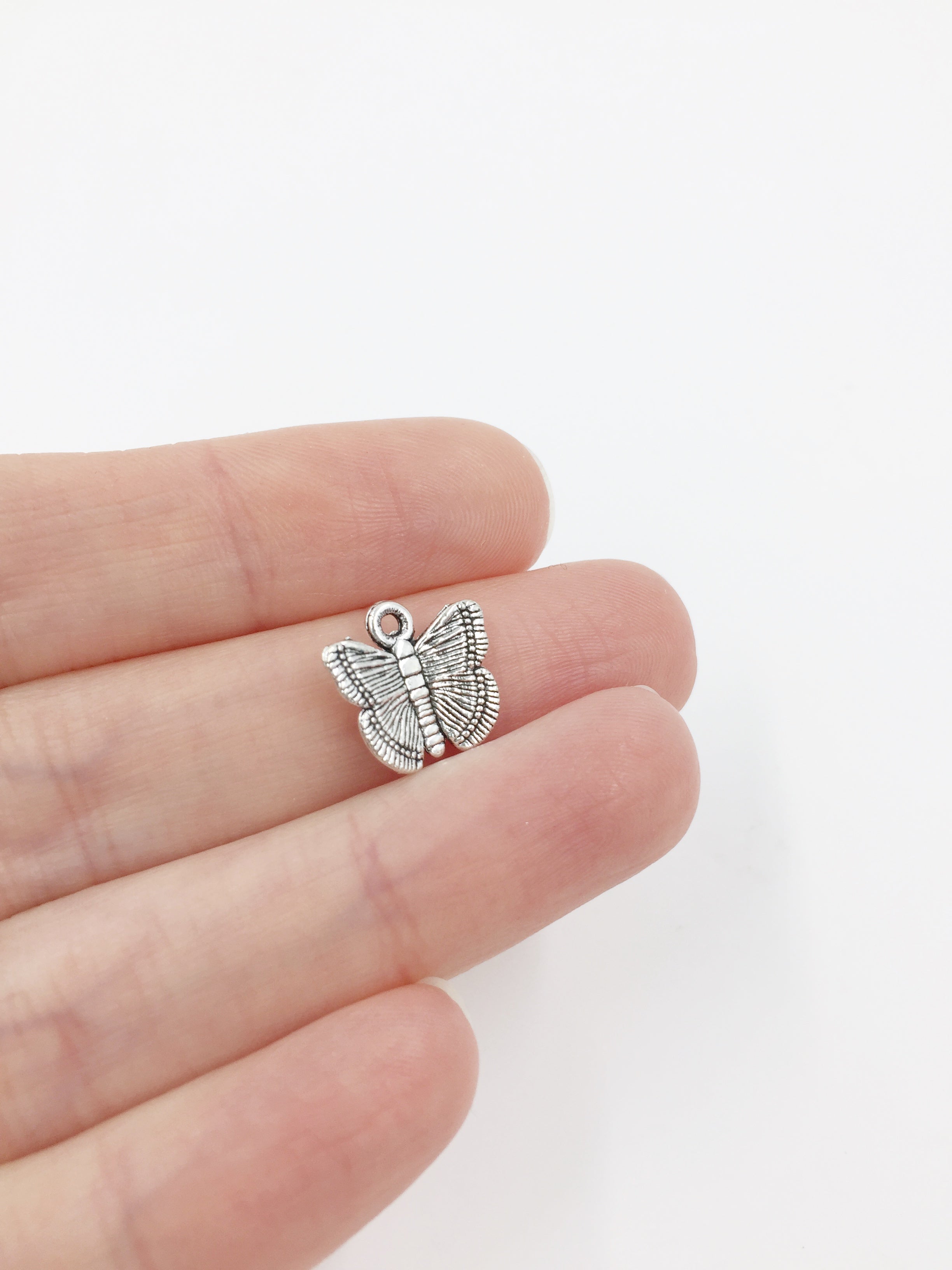 10 x Antique Silver Butterfly Charms, 12x12.5mm