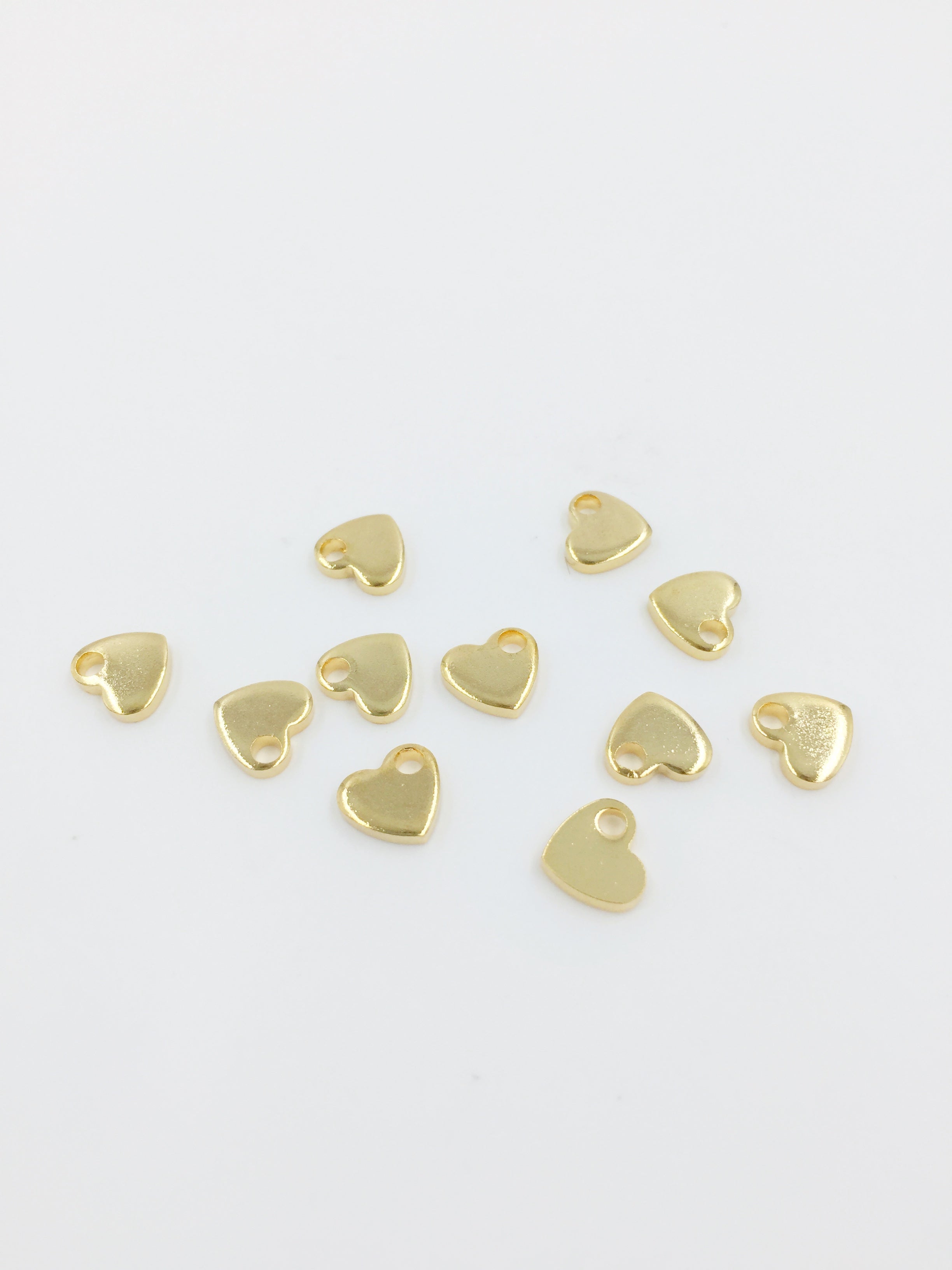 10 x Gold Plated Stainless Steel Tiny Heart Charms, Stamping Blanks, 7mm (1355)