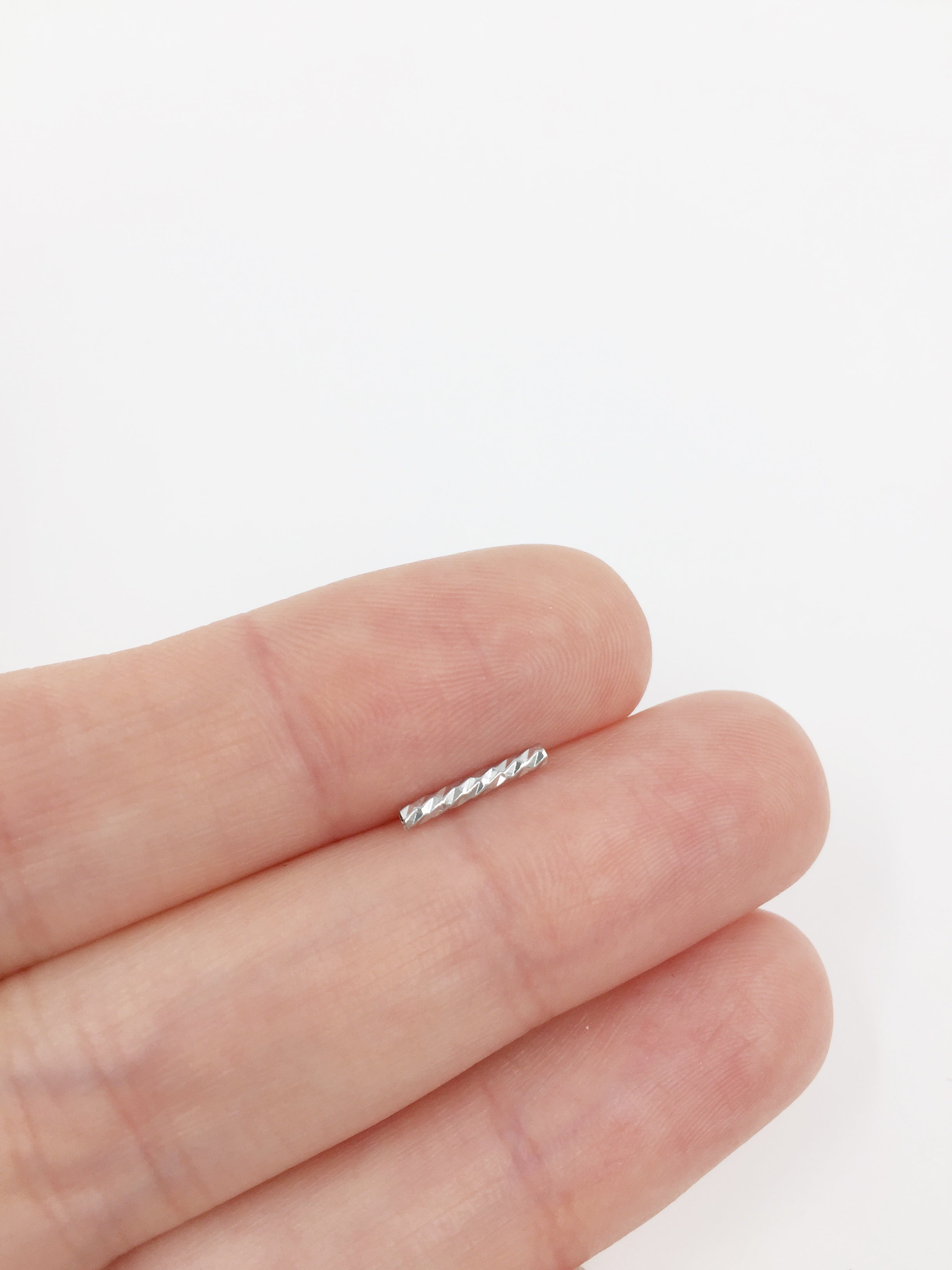 20 x Platinum Plated Brass Laser Cut Tube Spacer Beads, 10x2mm or 10x1.5mm