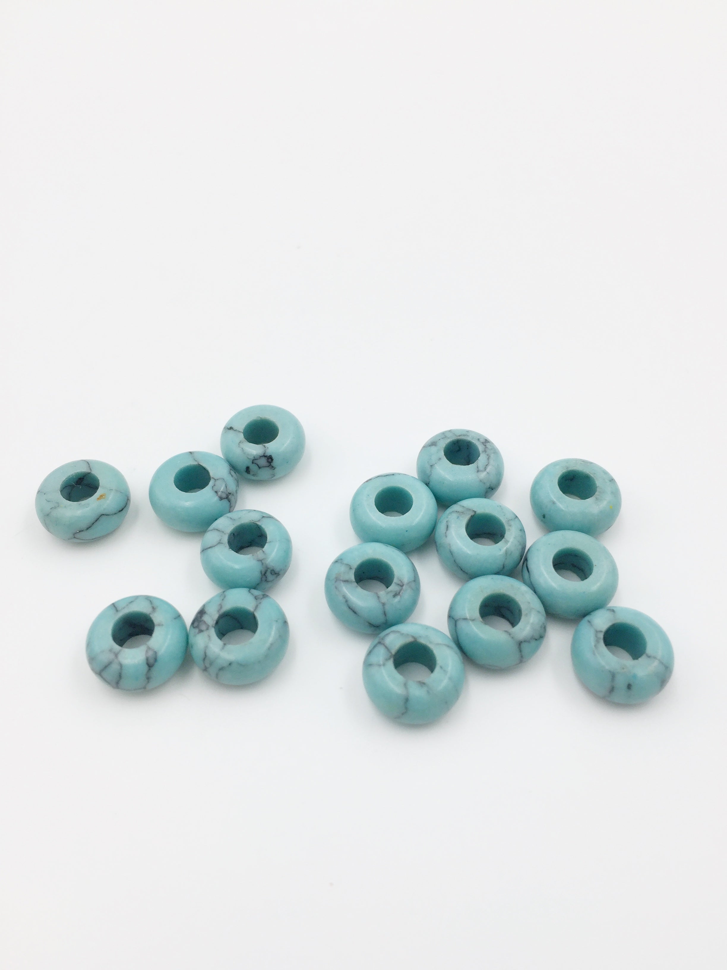 2 x Pale Turquoise Gemstone Donut Beads, 10mm (0236)
