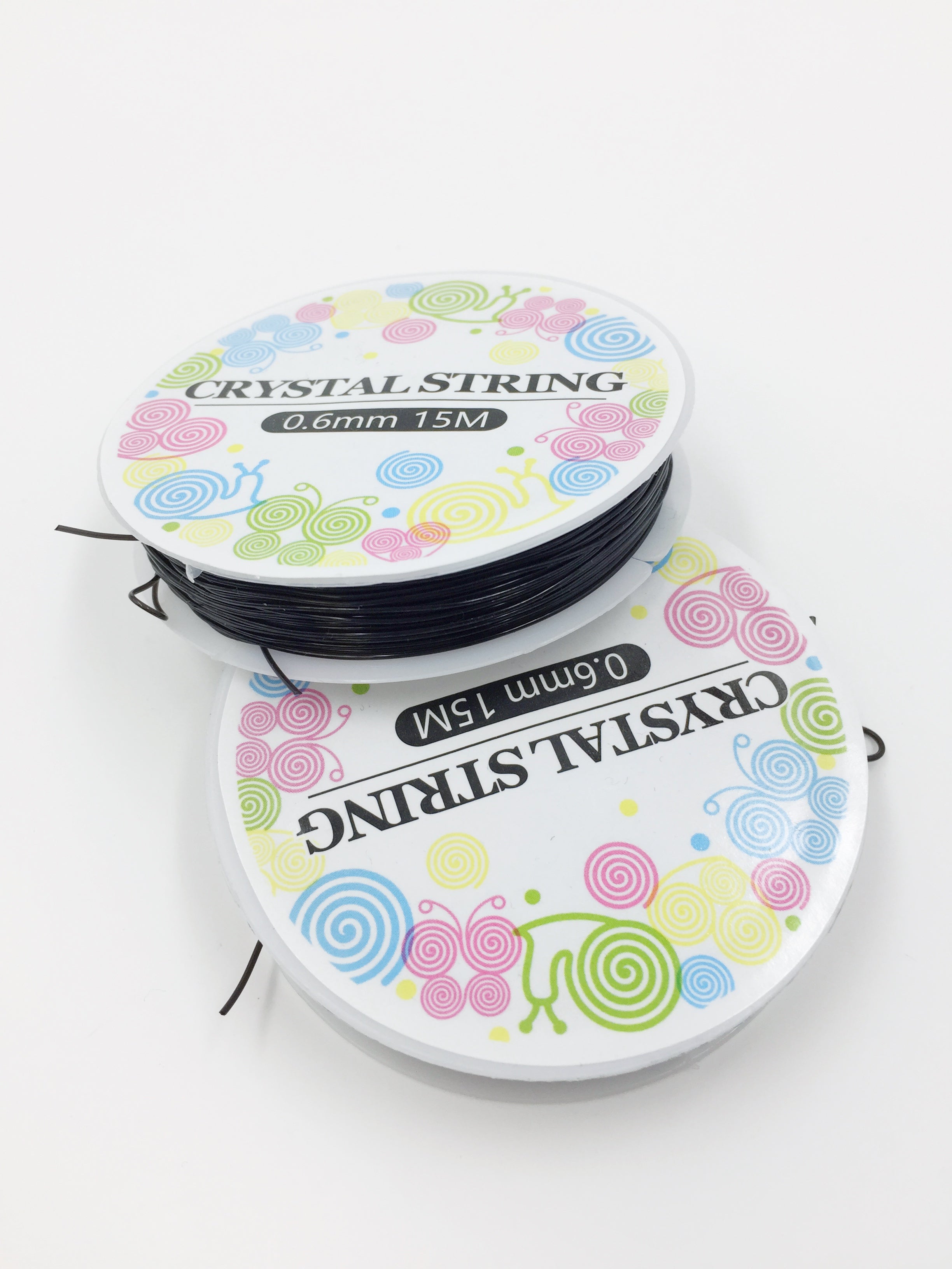 1 spool x 0.6mm Black Elastic Thread, Stretchy Black Silicone String for Beading