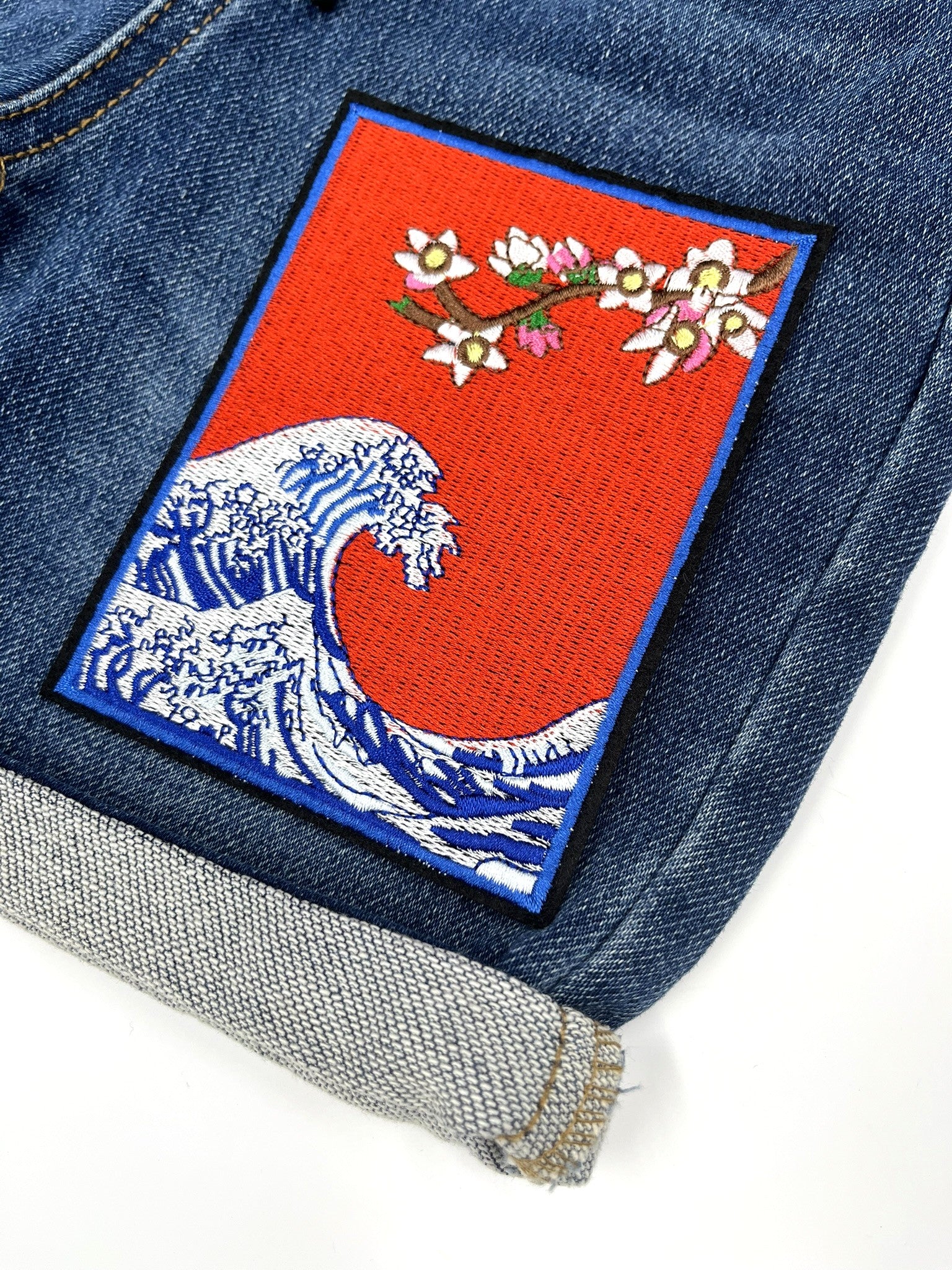 Japanese Wave Embroidery Patch