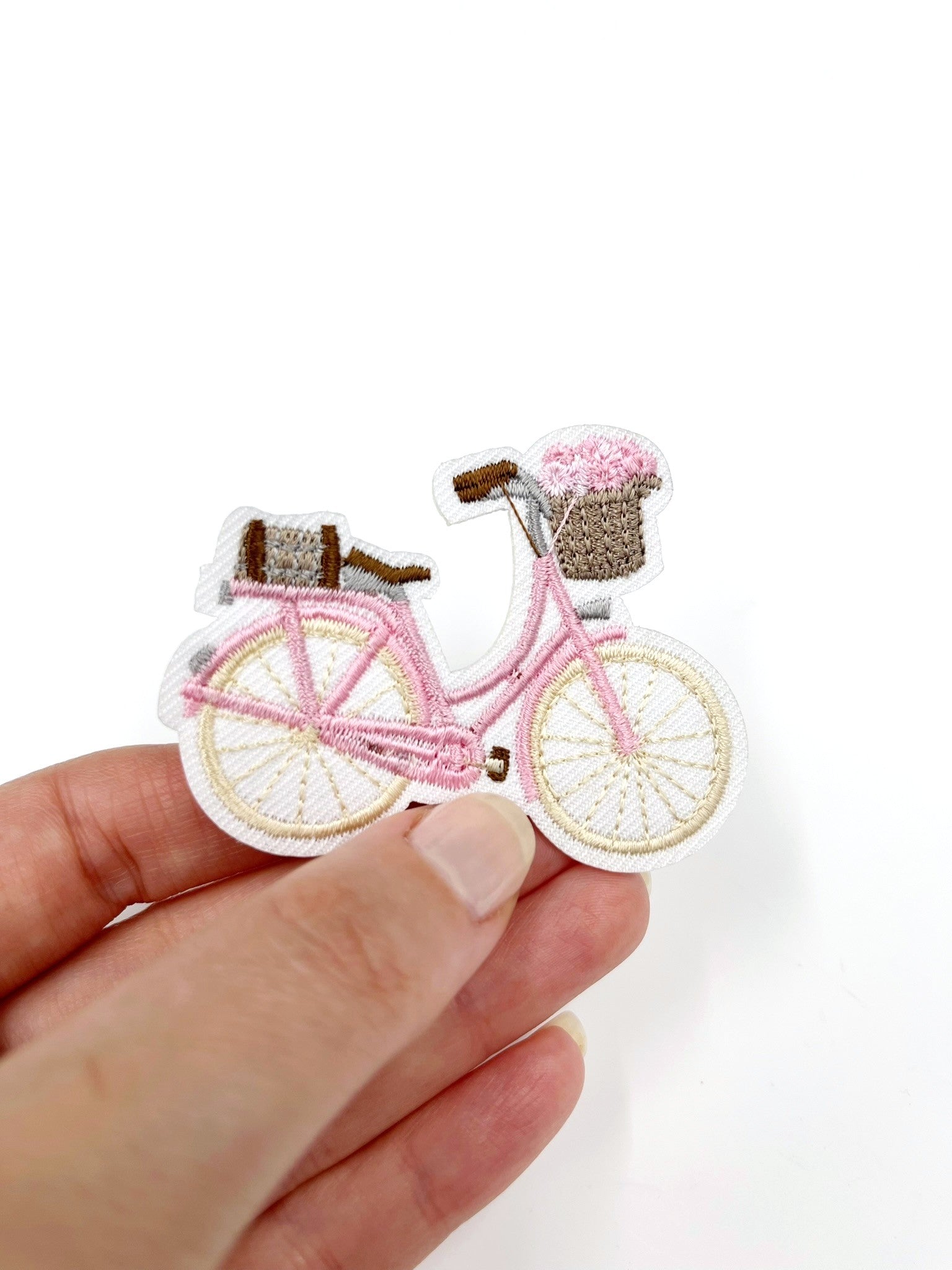 Pink Bike Embroidered Iron-on Patch