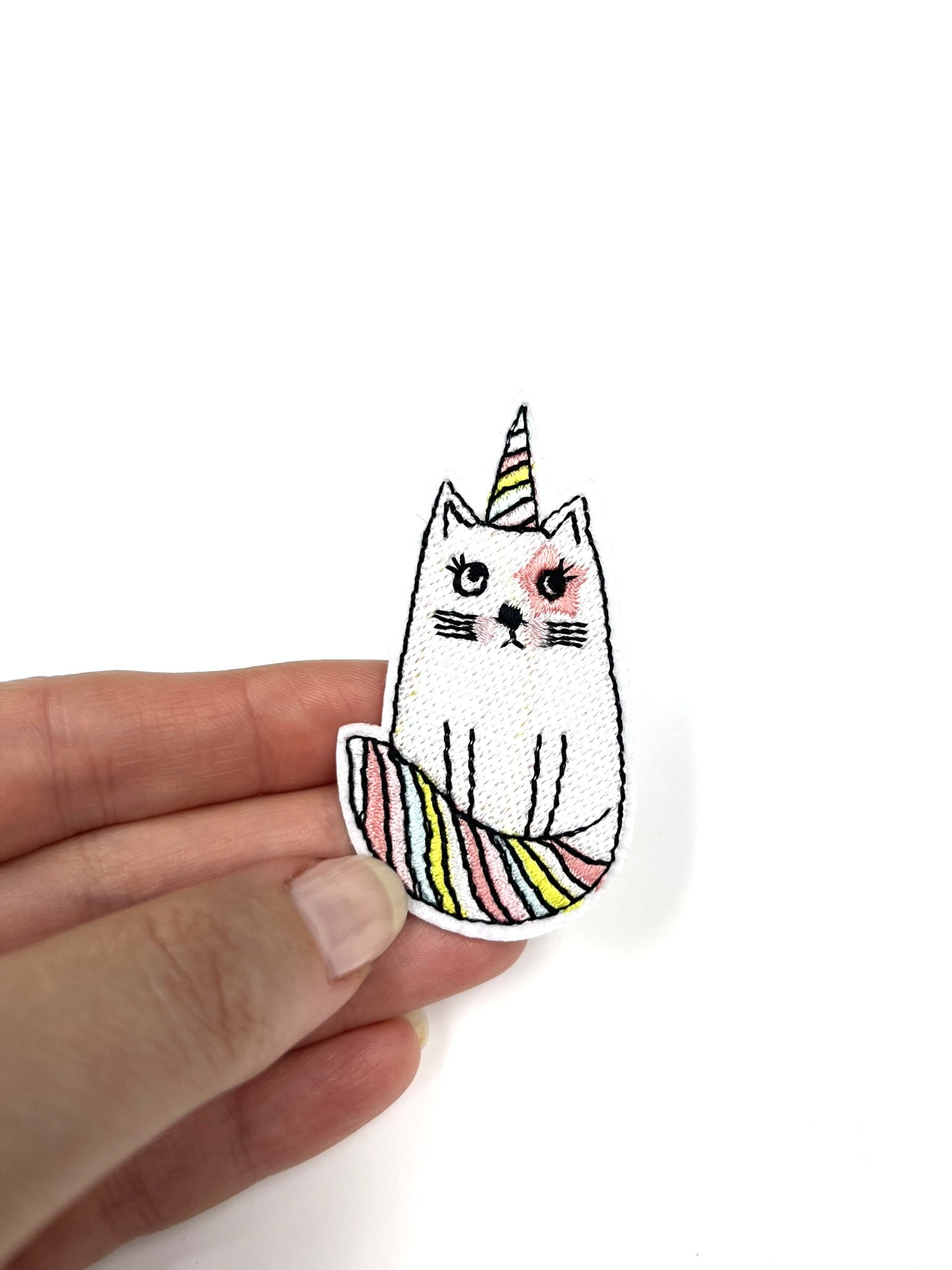 Unicorn Cat Embroidered Iron-on Patch