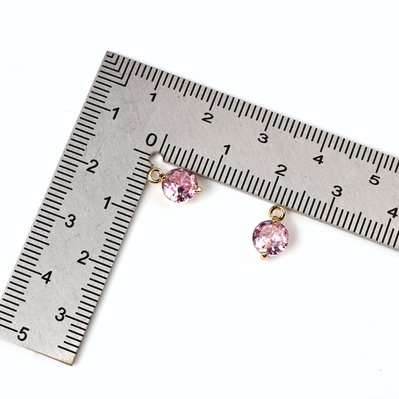 2 x 18K Gold Plated Pink Cubic Zirconia Charms, 10x6mm