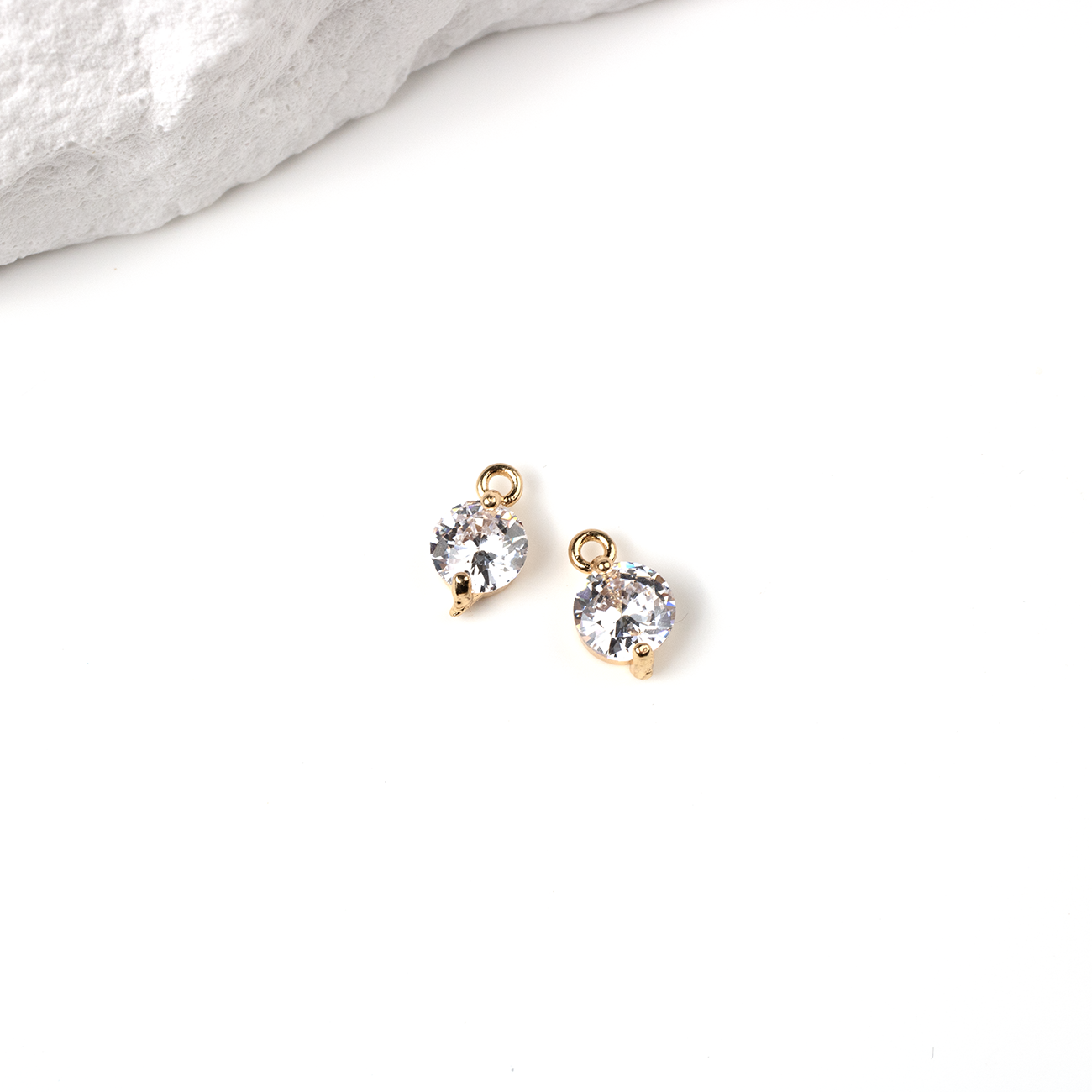 2 x 18K Gold Plated Cubic Zirconia Charms, 10x6mm