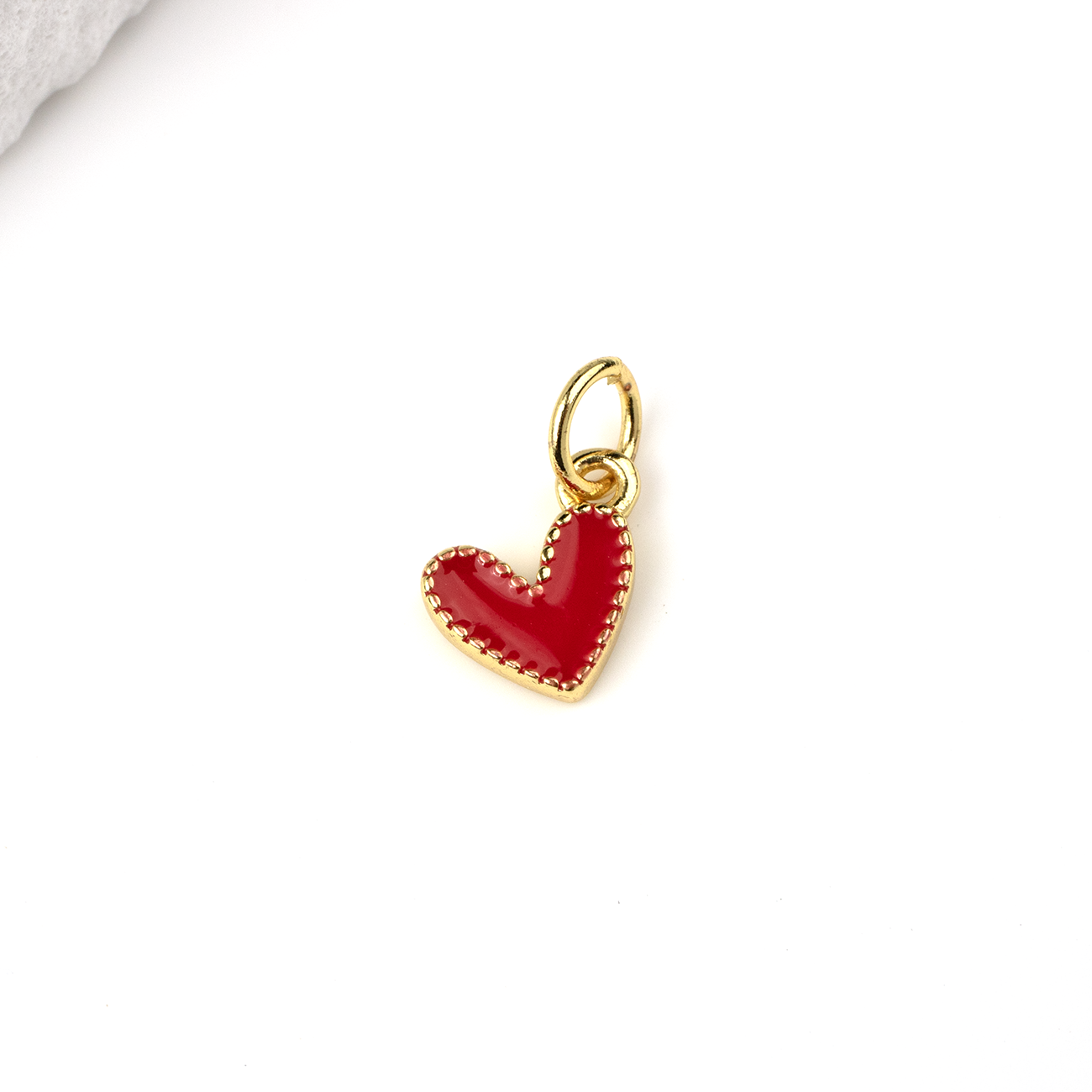 2 x 18K Gold Plated Red Heart Charms, 9x7mm