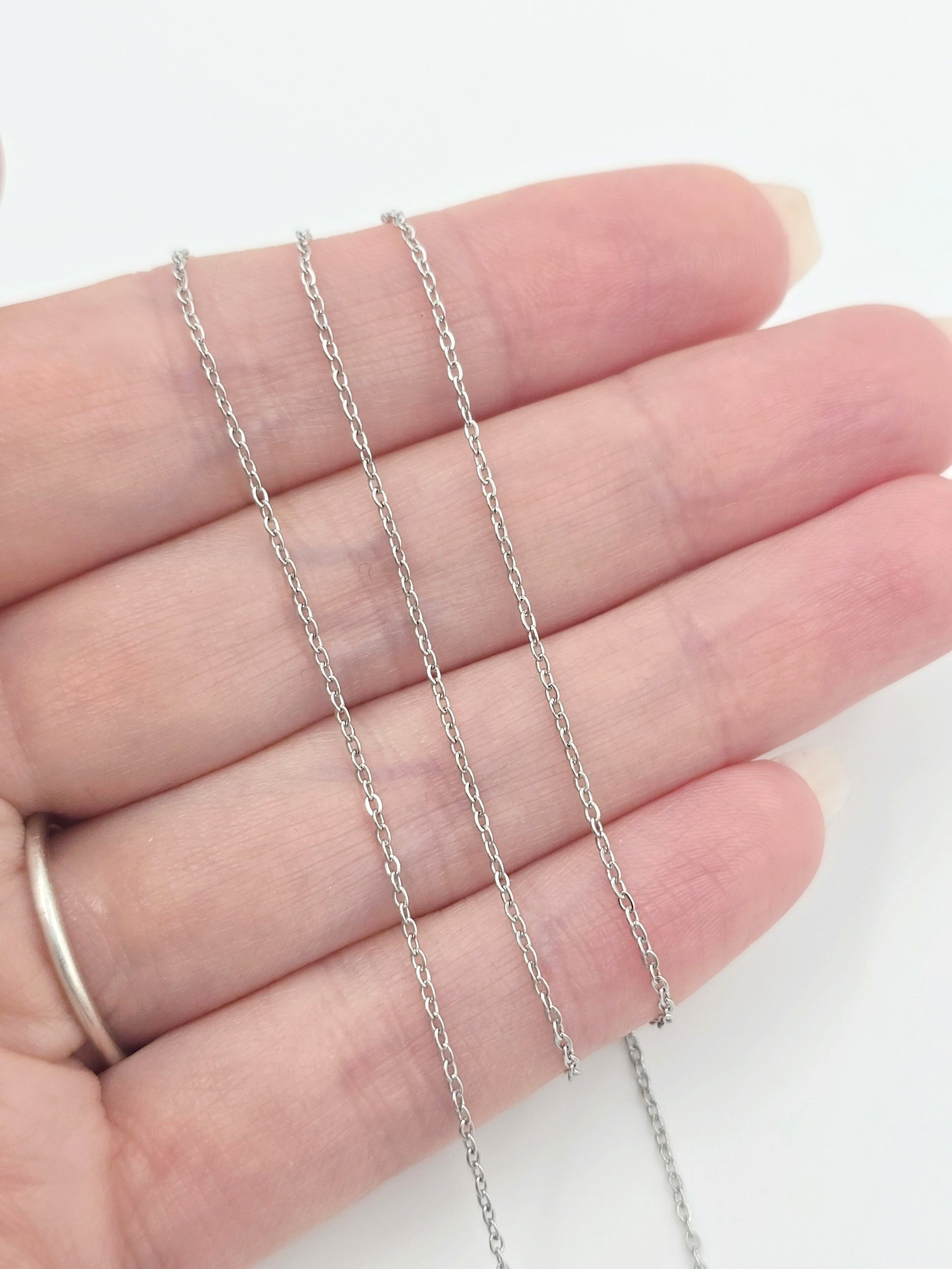 10 metres x Extra Fine Stainless Steel Cable Chain, 1.6x1.2mm