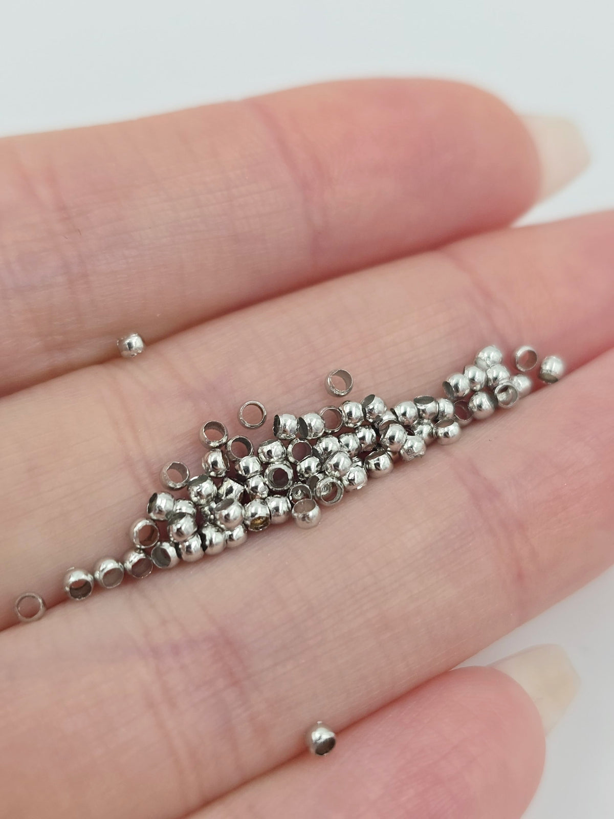 200 x 2x1.5mm Platinum Tone Rondelle Crimp Beads